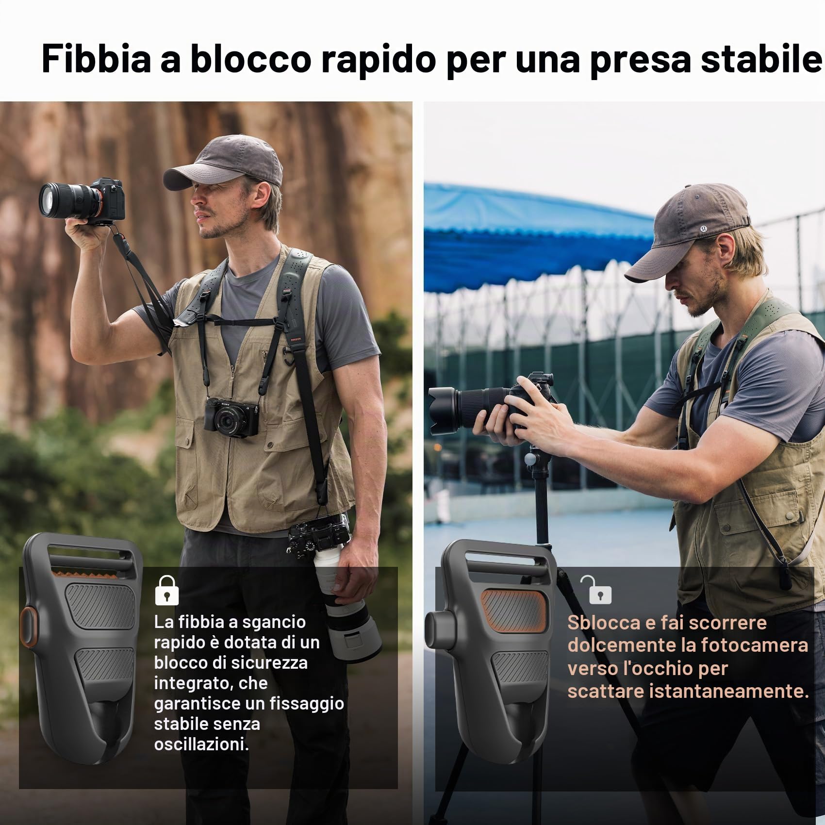 PGYTECH Camera Strap Master, Imbragatura Doppia Spalla in Pelle per 3 Fotocamere, Imbragatura Fotocamera Regolabile per Fotografi Professionisti