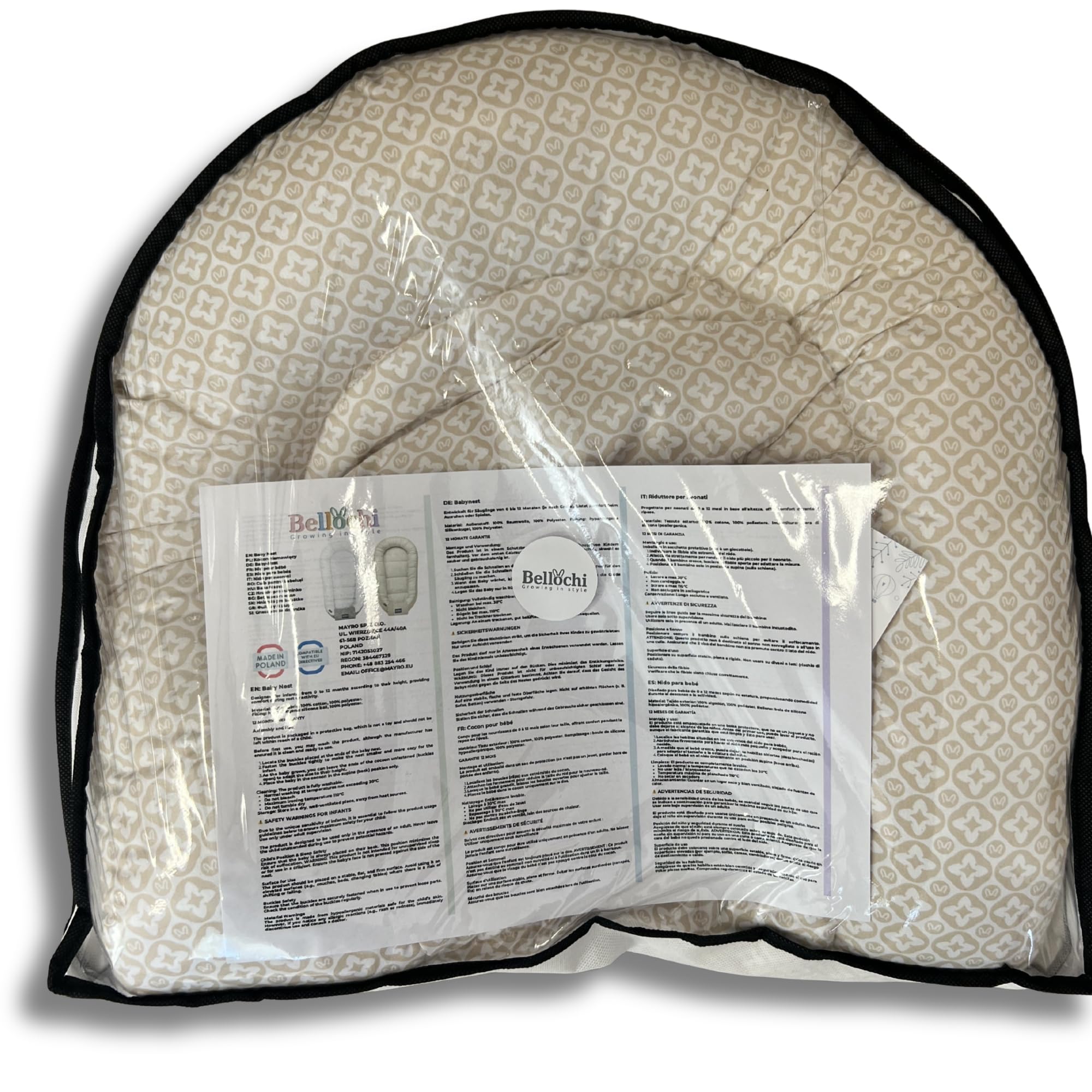 Bellochi Growing in style Wysokiej jakości gniazdo dla noworodka – ochraniacz dla niemowląt, 90 x 60 x 12 cm, 100% bawełna, gniazdo dla niemowląt, dla chłopca, dla dziewczynki, akcesoria dla niemowląt