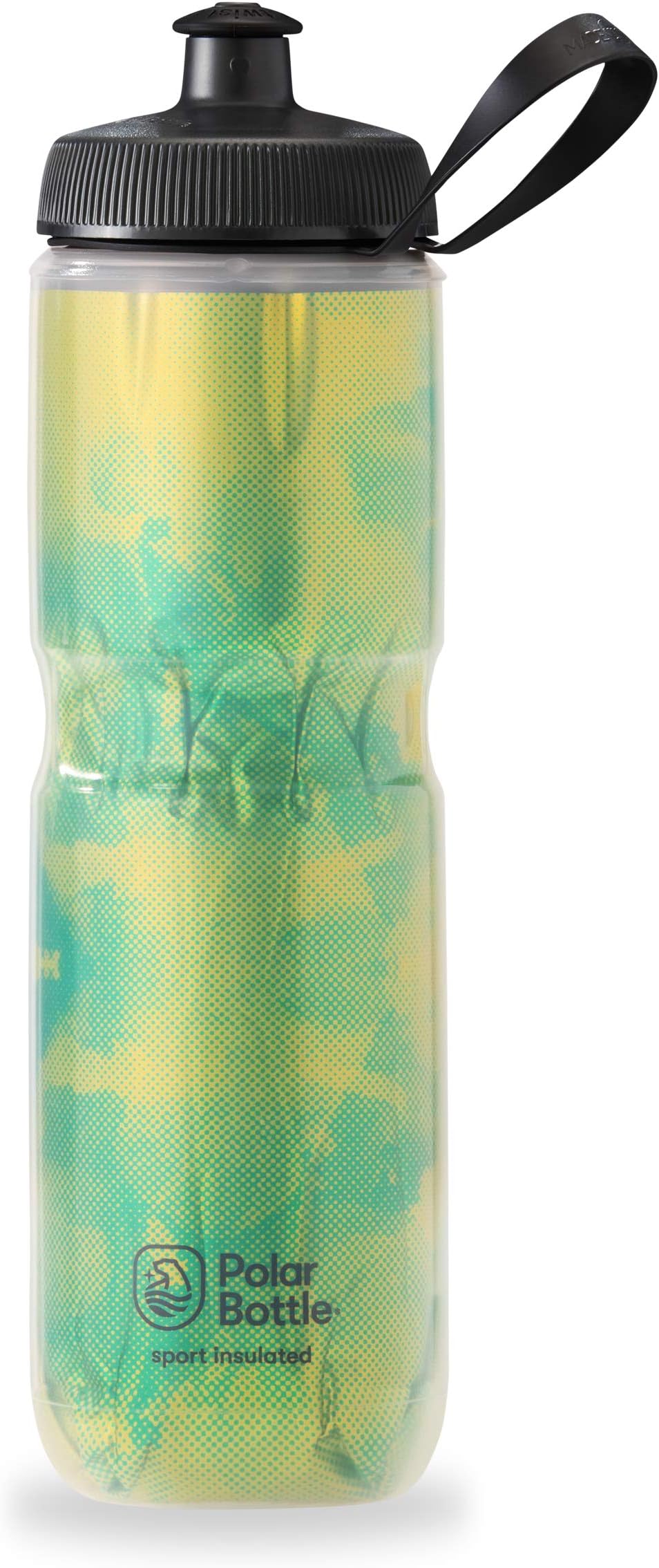Polar BottleSport Insulated Water Bottle - BPA-Free, Sport & Bike Squeeze Bottle with Handle (Fly Dye - Lemon Lime, 24 oz), Lime Fly Dye
