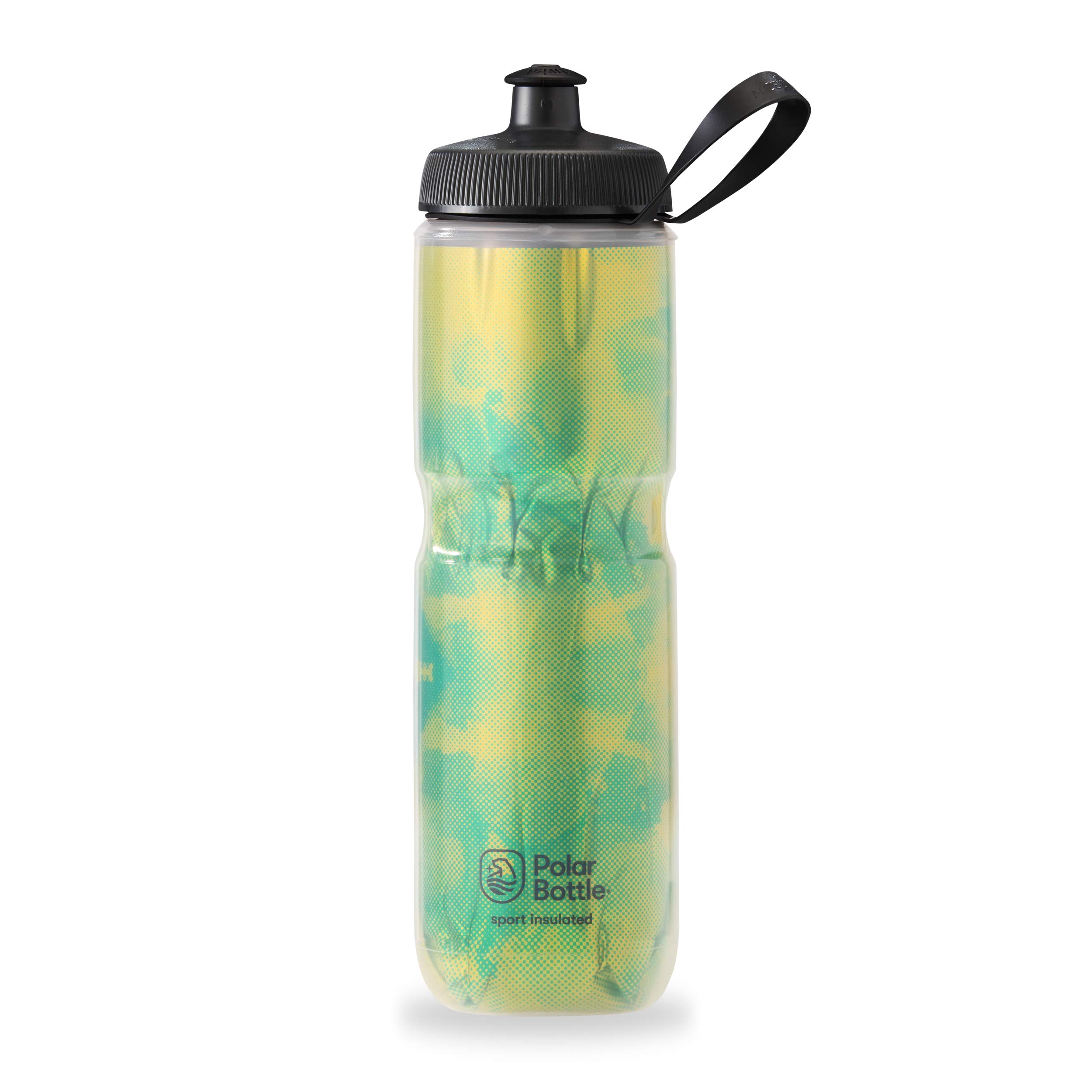 Polar BottleSport Insulated Water Bottle - BPA-Free, Sport & Bike Squeeze Bottle with Handle (Fly Dye - Lemon Lime, 24 oz), Lime Fly Dye