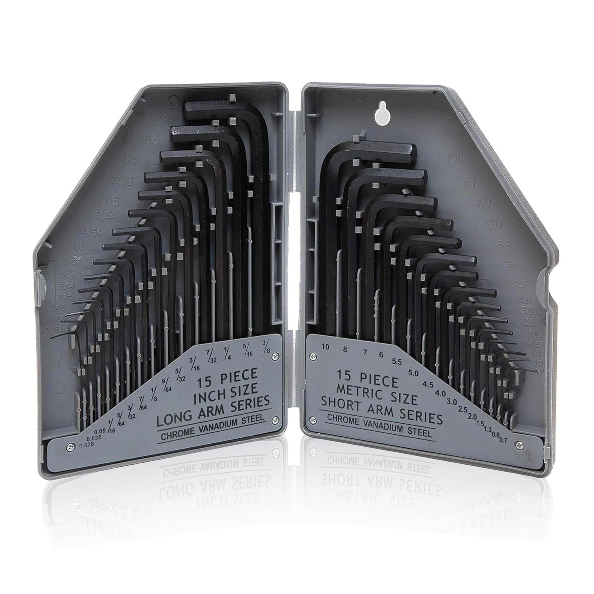 brackit 30 PCs Allen Key Set, Imperial & Metric Hex Allen Key Sets MM(0.7mm-10mm) SAE(0.028"-3/8''), Long and Small Sizes Hex Key Set, Durable & Precise, Ideal for DIY and Professionals