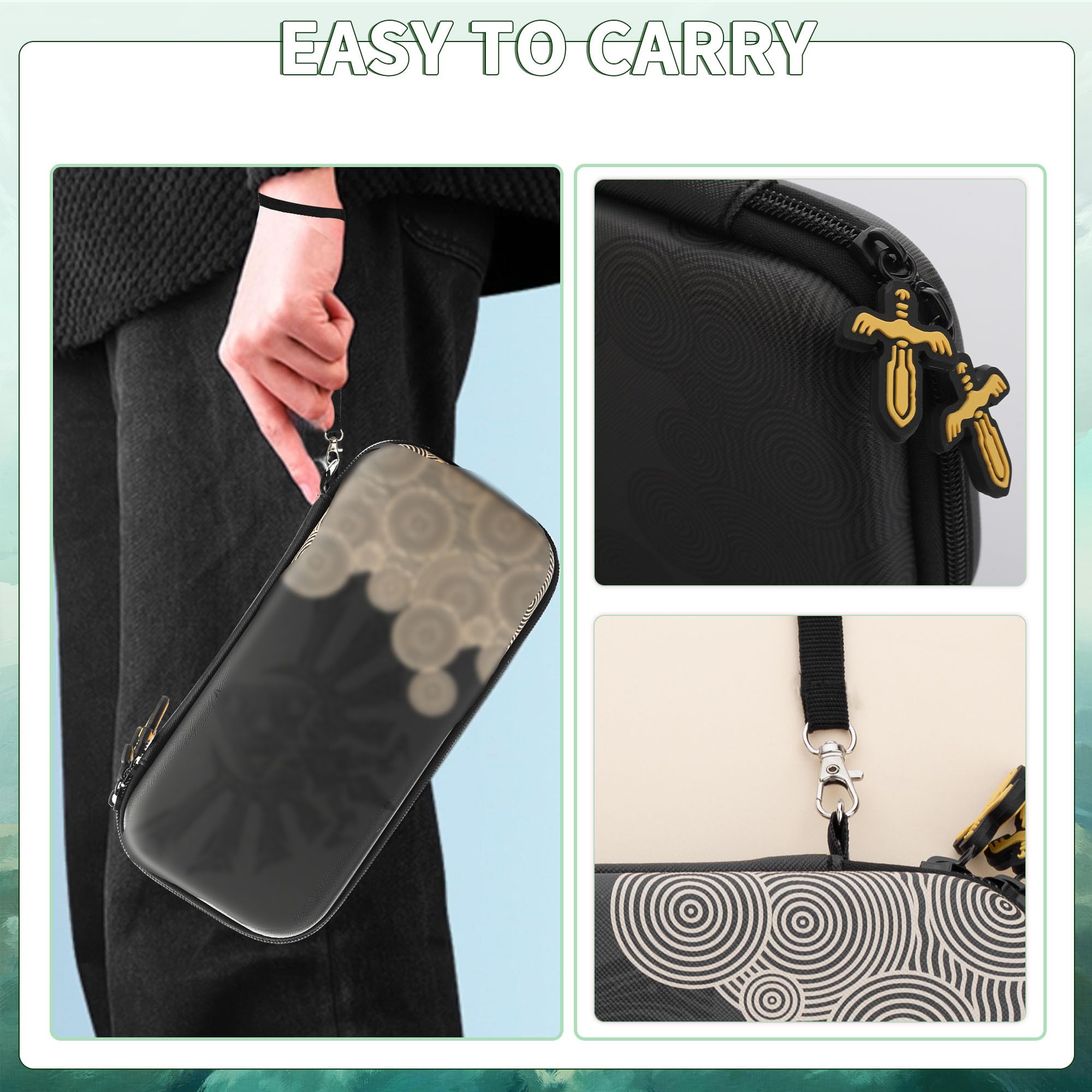 FUNDIARY Custodia per interruttore per Zelda Tear of the Kingdom, borsa da viaggio rigida sottile e portatile per Nintendo Switch kit di accessori con guscio protettivo per PC, pellicola protettiva,