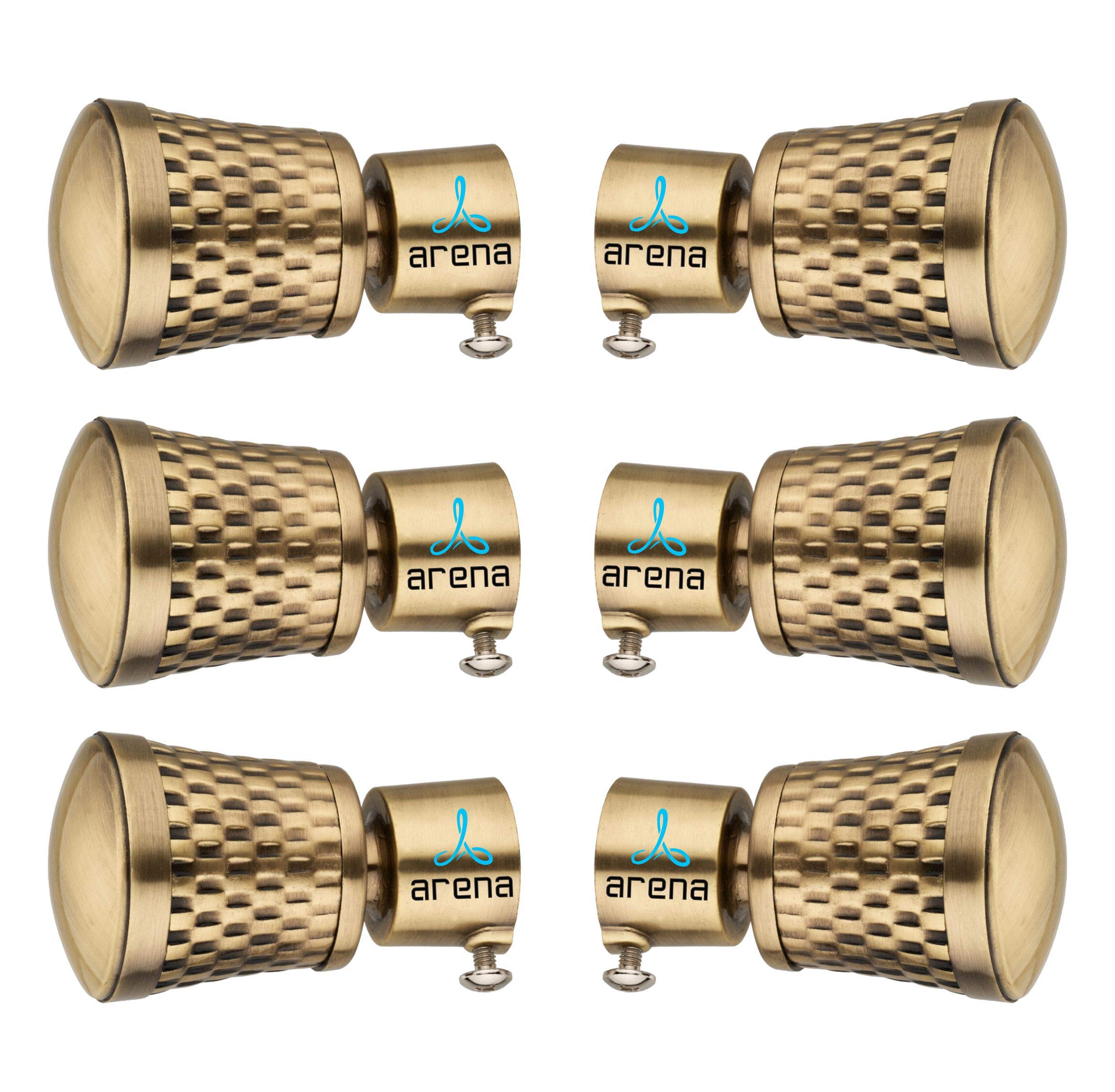 Arena Curtain Bracket Finial Set Fine Mesh Design Premium Brass Antique Curtain Bracket Finial Set of Door and Window Fitting Hardware: Home Improvement Pack of 6