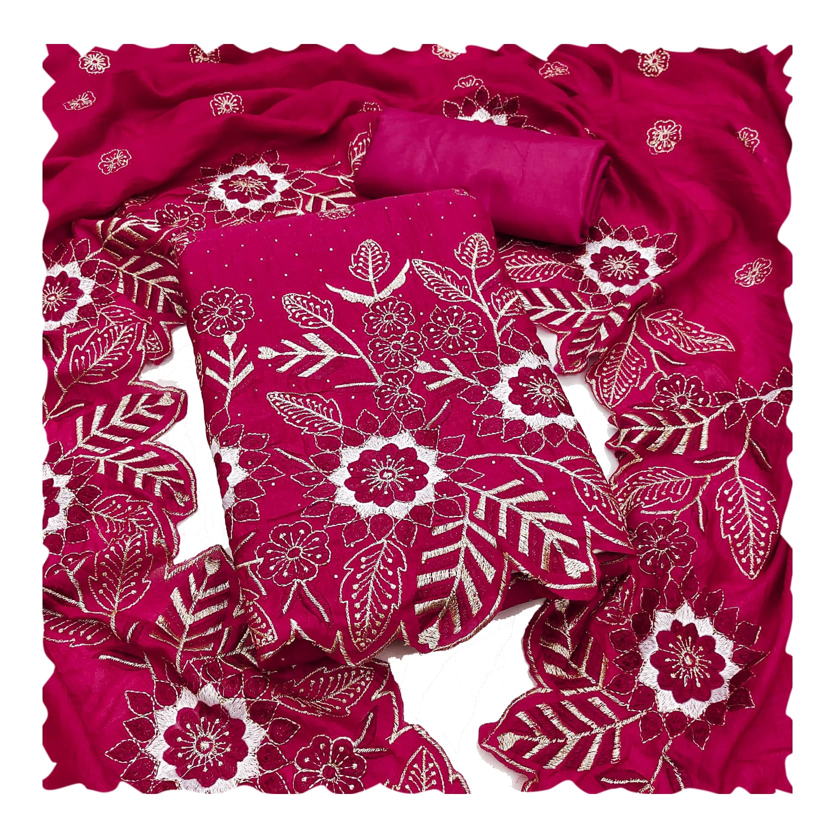 Vichitra Silk Embroidered Women’s Suit Material With Dupatta Indian Ethnic Wear Dress Traditional Salwar Kameez Fabric Ladies Clothing-image-47