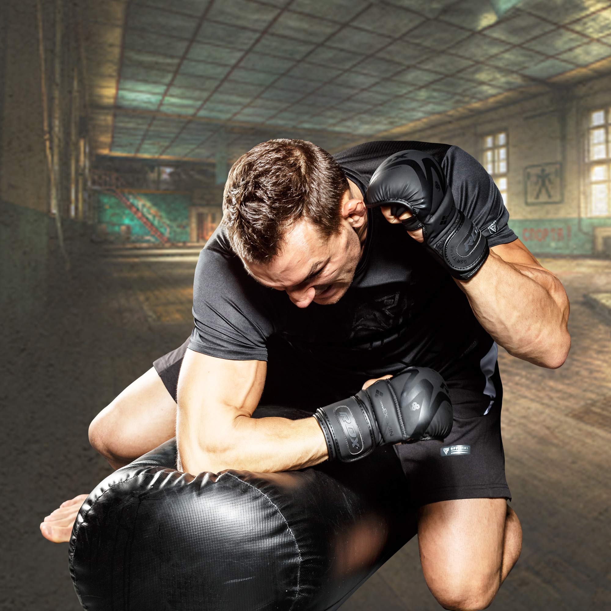 RDX Guantes MMA Entrenamiento Convex Skin Sparring para Boxeo Muay Thai Kickboxing