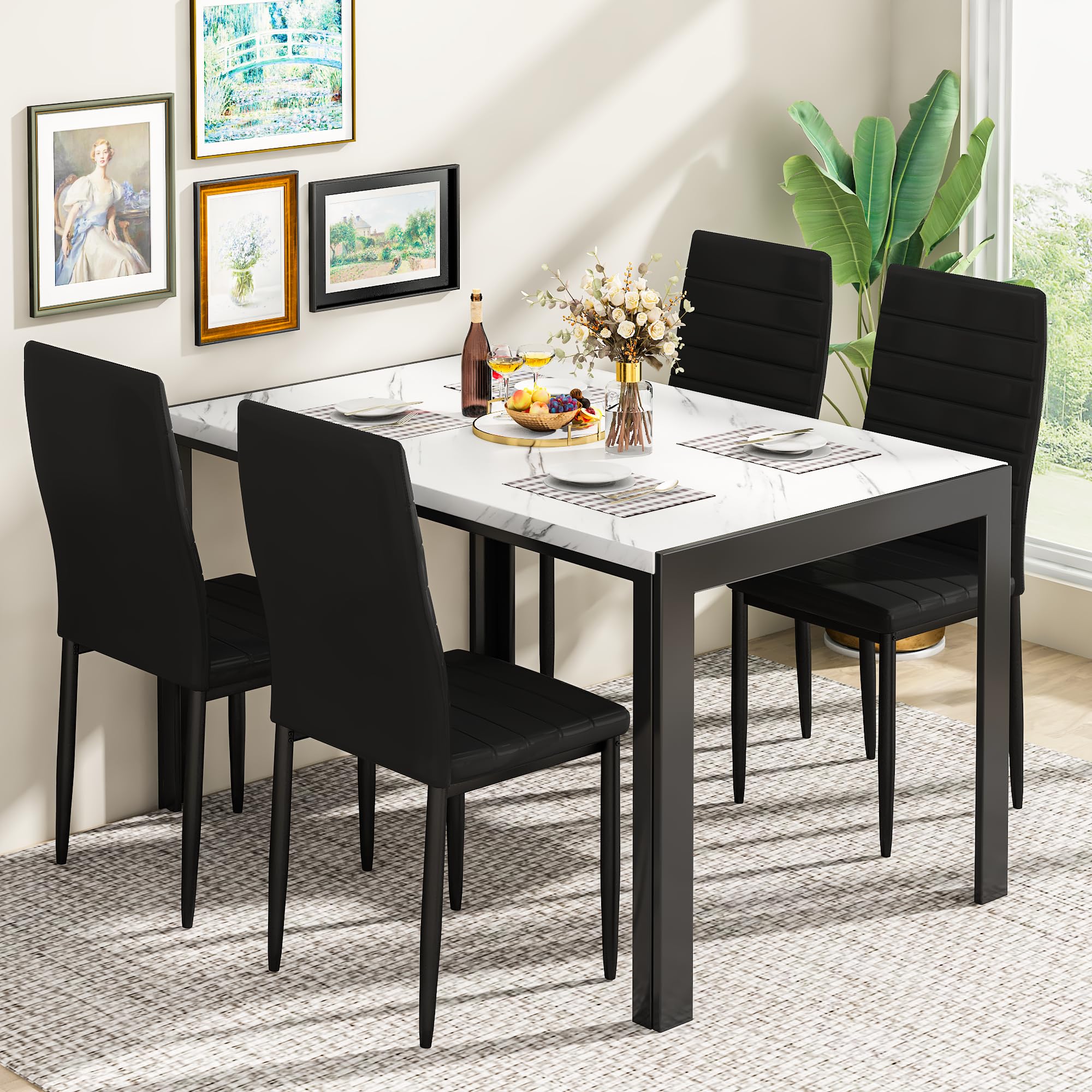 Amazon.com - LTTROMAT Dining Table Set for 4, Kitchen Dining Faux ...