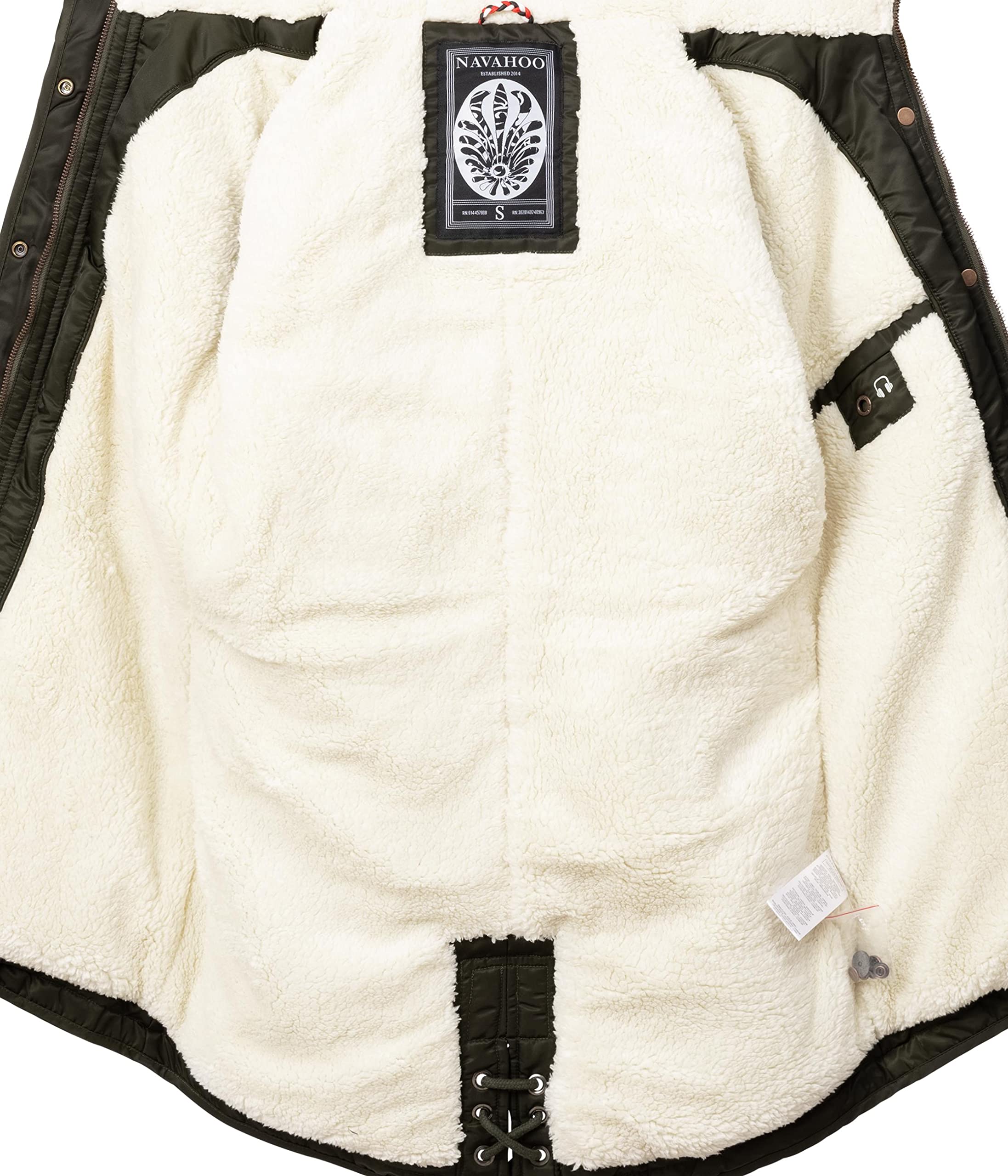 Navahoo Damen Wintermantel Warmer Parka lang mit Kapuze La Viva XS-3XL
