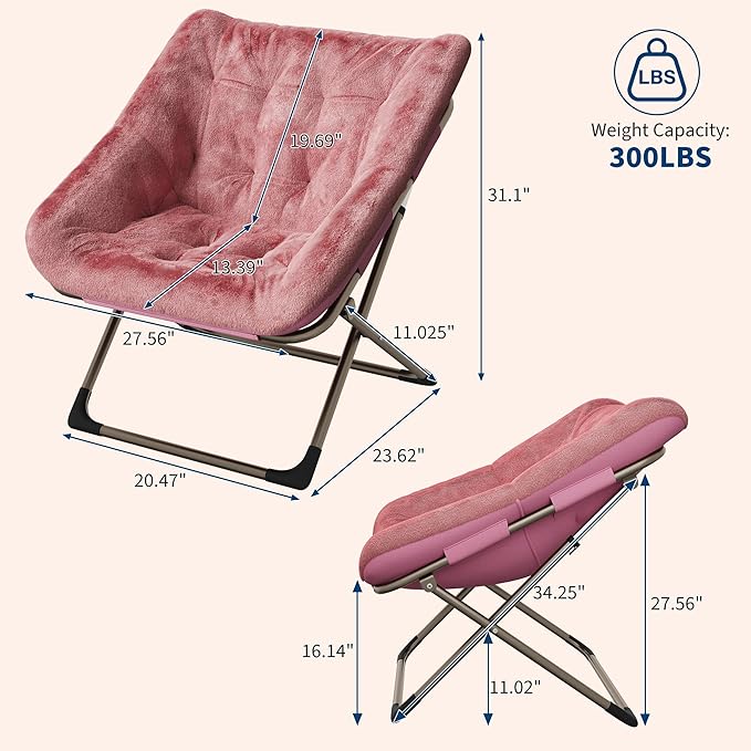 Sillón Plegable Descanso Peluche Rosa miniatura 3