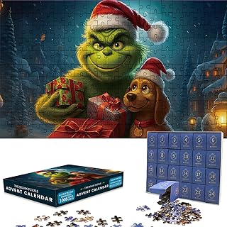 Calendrier de l’Avent Puzzle de Noël 2025 – 24 Boîtes à Assembler Chaque Jour, 1008 Pièces, Thème Grinch et Chien, Activité Familiale de Compte à Rebours, Cadeau Original pour Enfants et Adultes