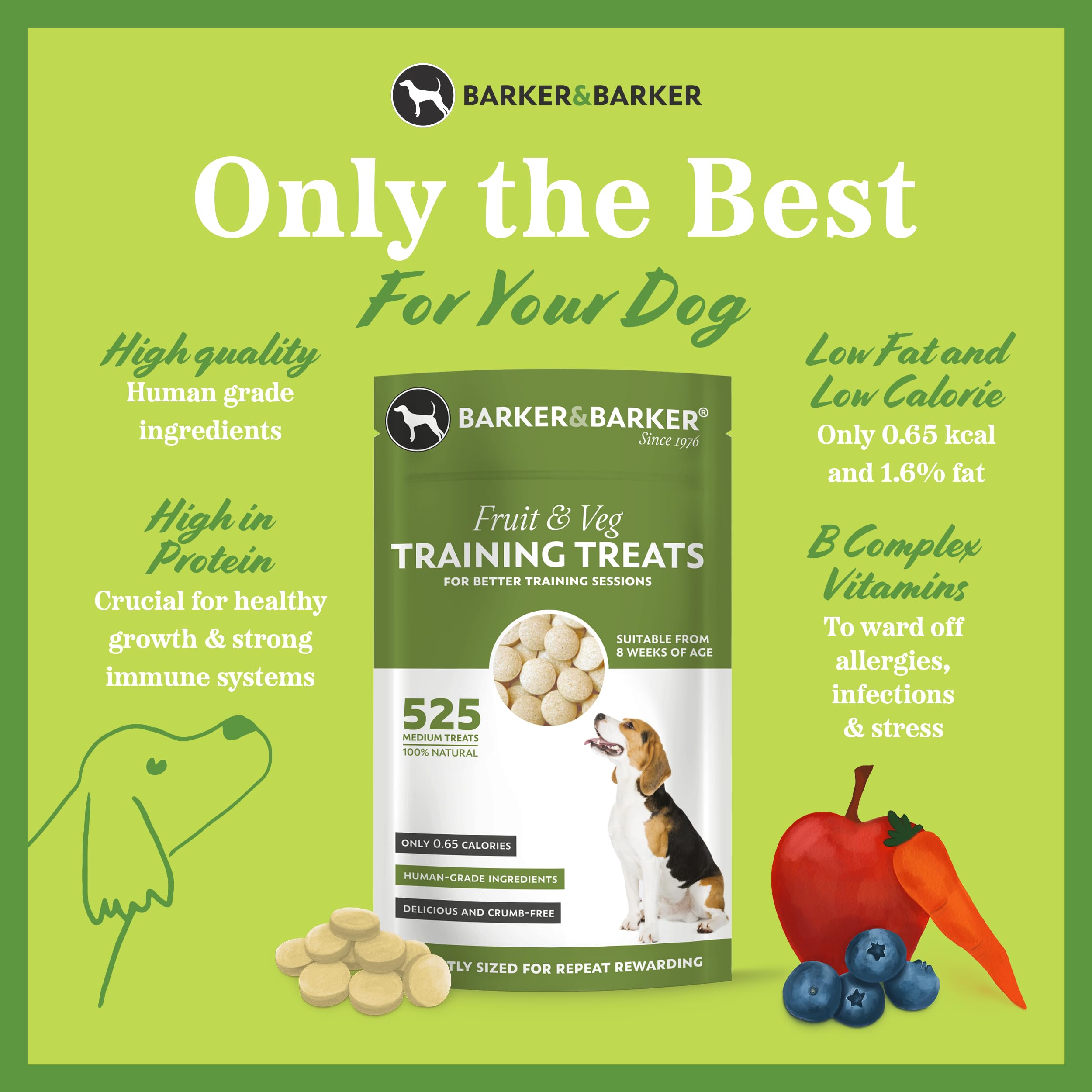 Barker and Barker Grain Free Dog Training Treats (Fruit & Veg) ❘ 525 Medium Tasty & Healthy Treat Pack - Image 2