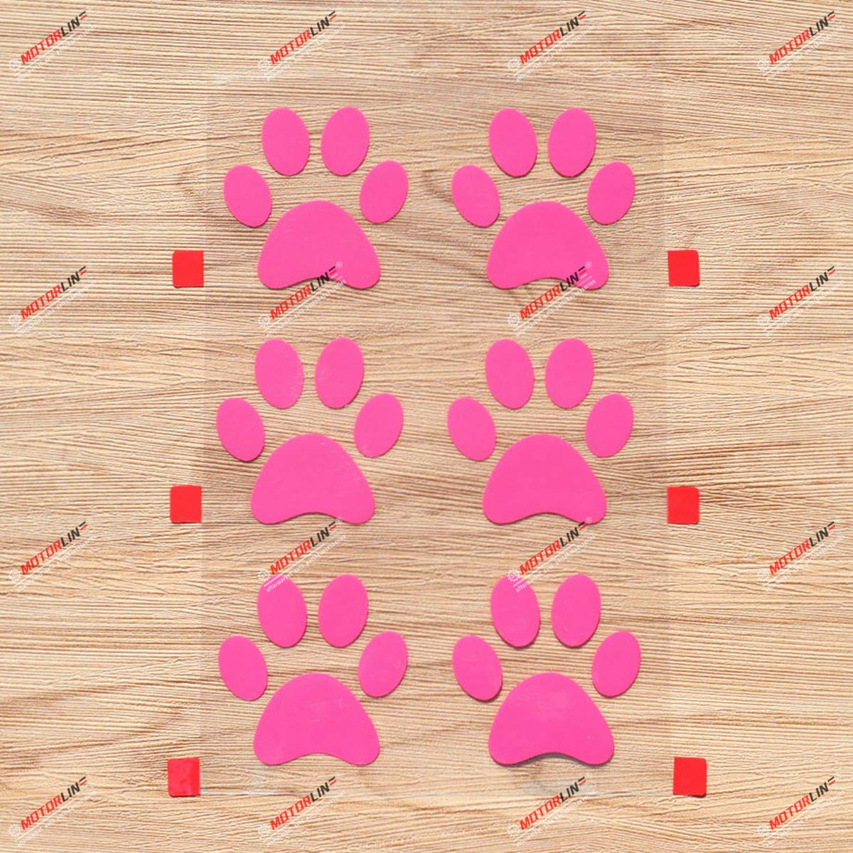 Cat Paw Footprint Print Track Vinyl Decal Sticker - 6 Pack Hot Pink, 2 Inches - No Background for Car Boat Laptop Cup Phone