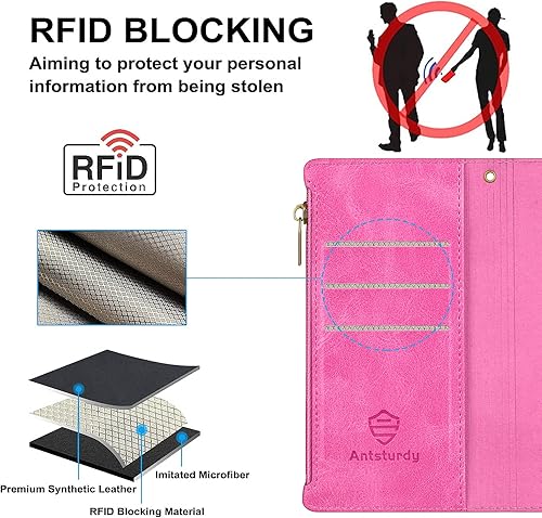 Miniatura 4 de Antsturdy Funda compatible con Motorola Moto G Stylus 5G con tarjetero para mujeres y hombres, funda de teléfono con bloqueo RFID, piel sintética, a