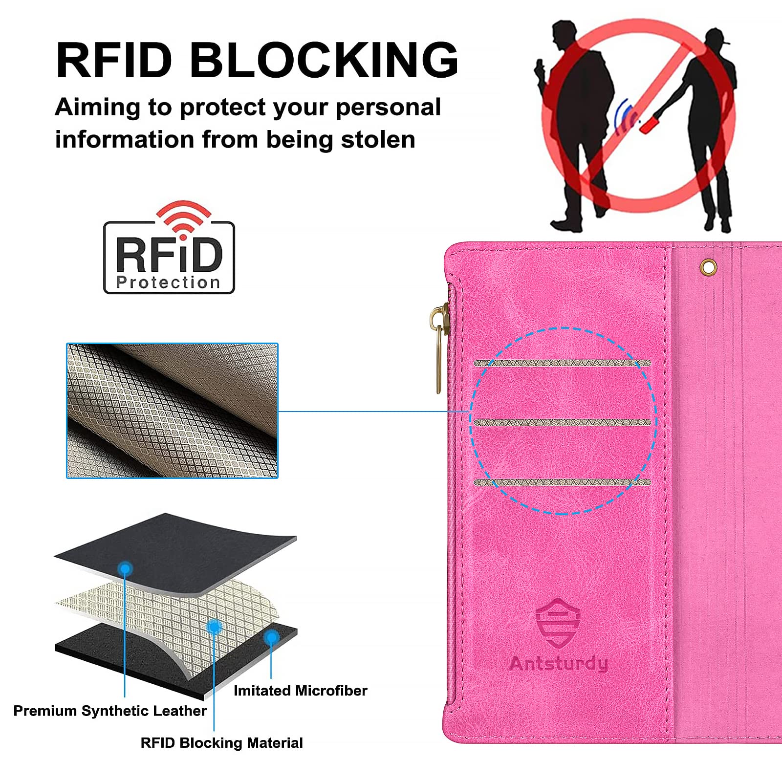 Antsturdy Motorola Moto G Stylus 5G 2022 Wallet Case | PU Leder Mit RFID-Schutz | Handschlaufe & Ständer | Beige