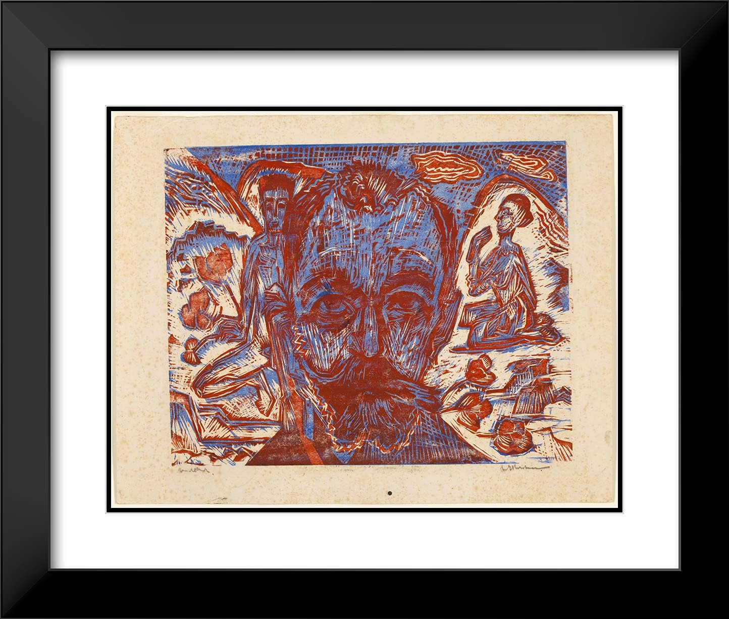 ArtDirect Ernst Ludwig Kirchner 23x20 Black Modern Framed and Double Matted Art Print Titled Portrait of Ferdinand Hodler