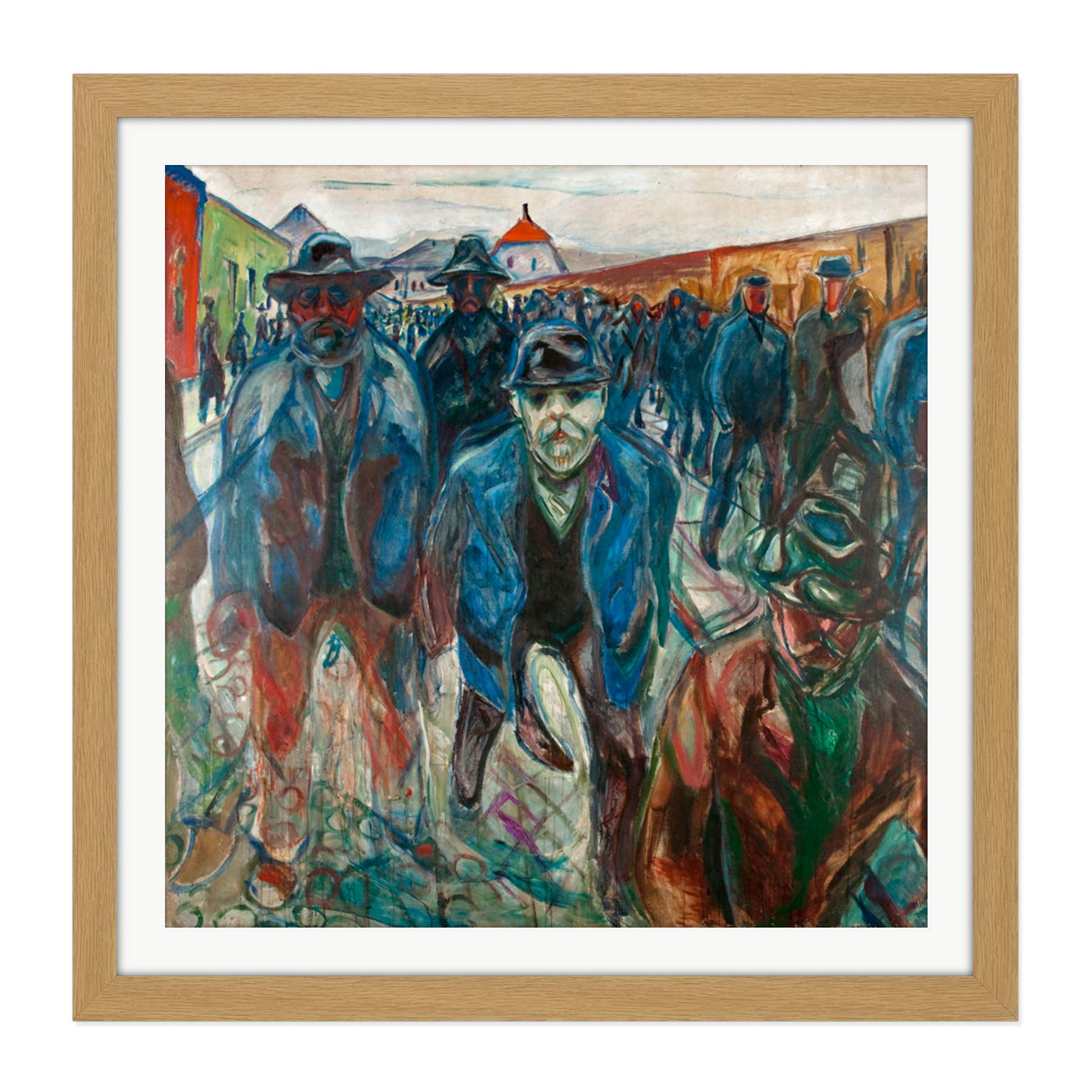 Edvard Munch Workers On Their Way Home Square Wooden Framed Wall Art Print Picture 16X16 Inch