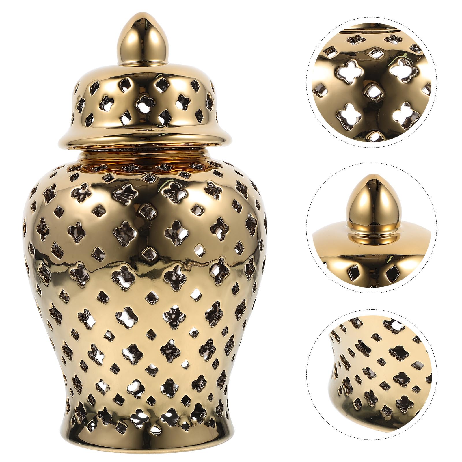 Didiseaon 2 Pezzi Vaso Ceramico Oro Traforato, Elegante per Fiori Secchi e