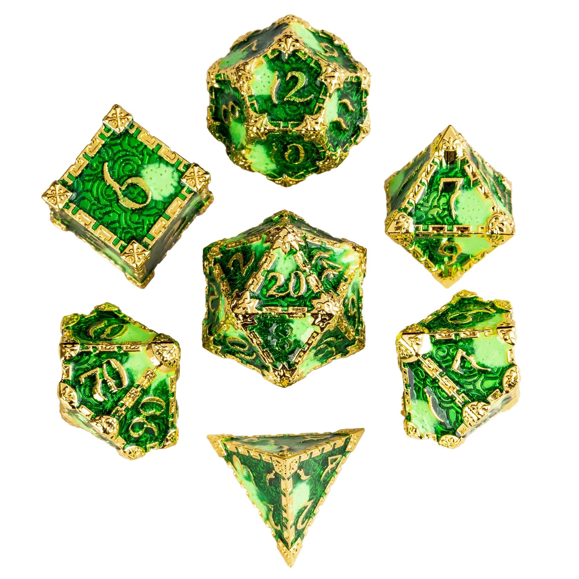 Cusdie 7Pcs Metal Dice with Metal Box,Dagger Design Polyhedral DND Dice Set