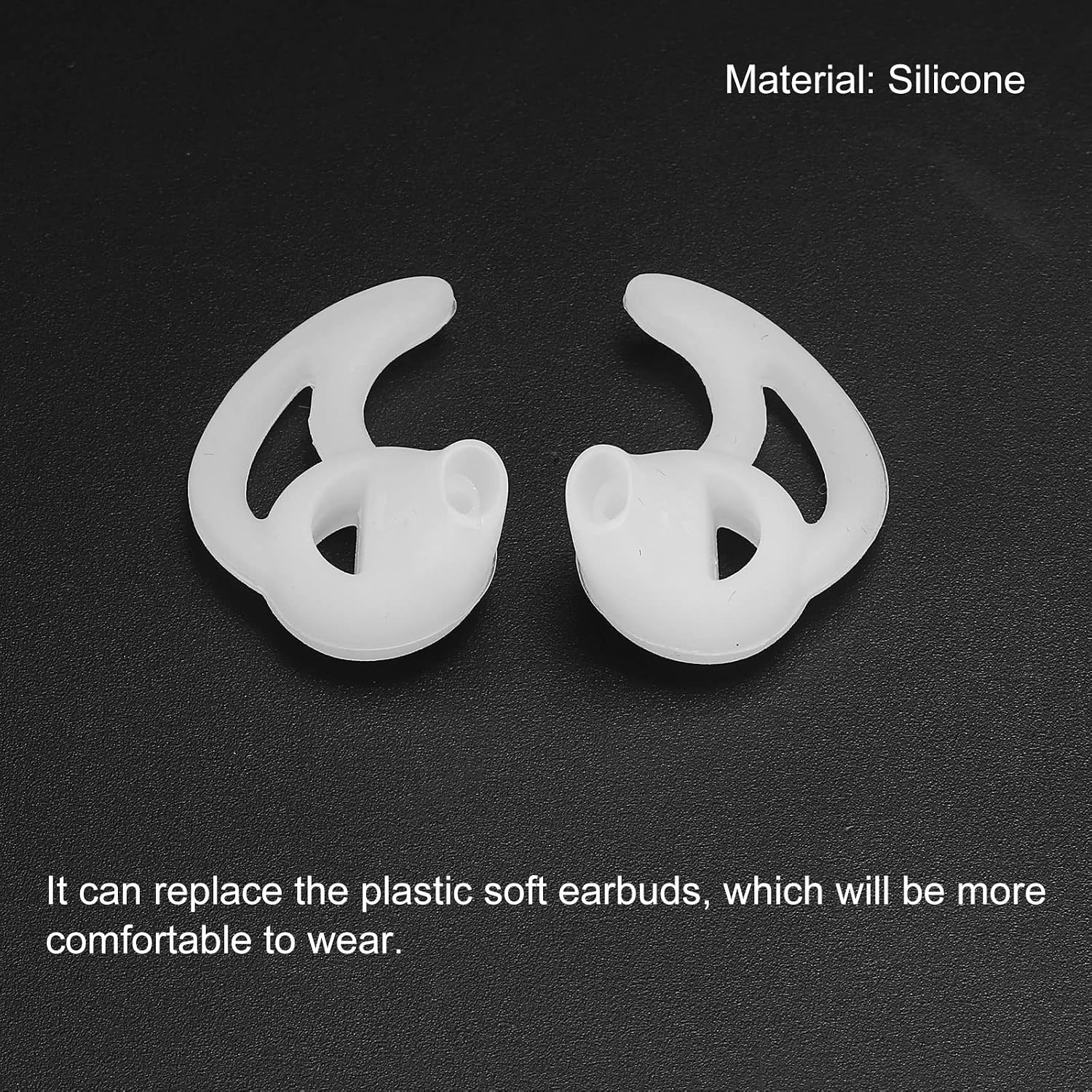 MECCANIXITY Silicone Fin Earbuds for Two Way Radio Earpiece Replacement Earbuds Tips for Coil Tube Headset (2 Pair Fin Small), White Pack of 2