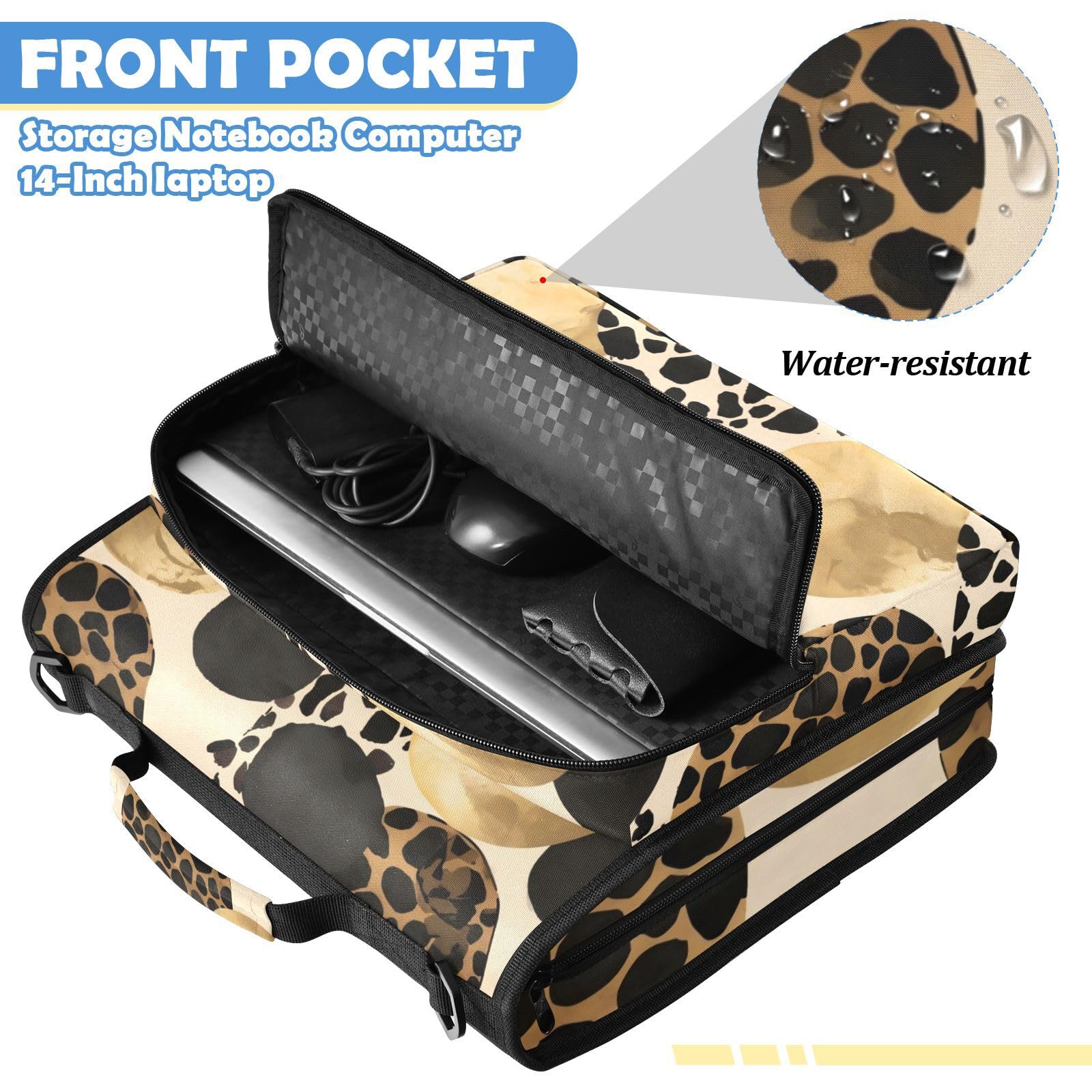 Leopard Circle Gold Pattern Zipper 3 Ring Raccoglitore Bag