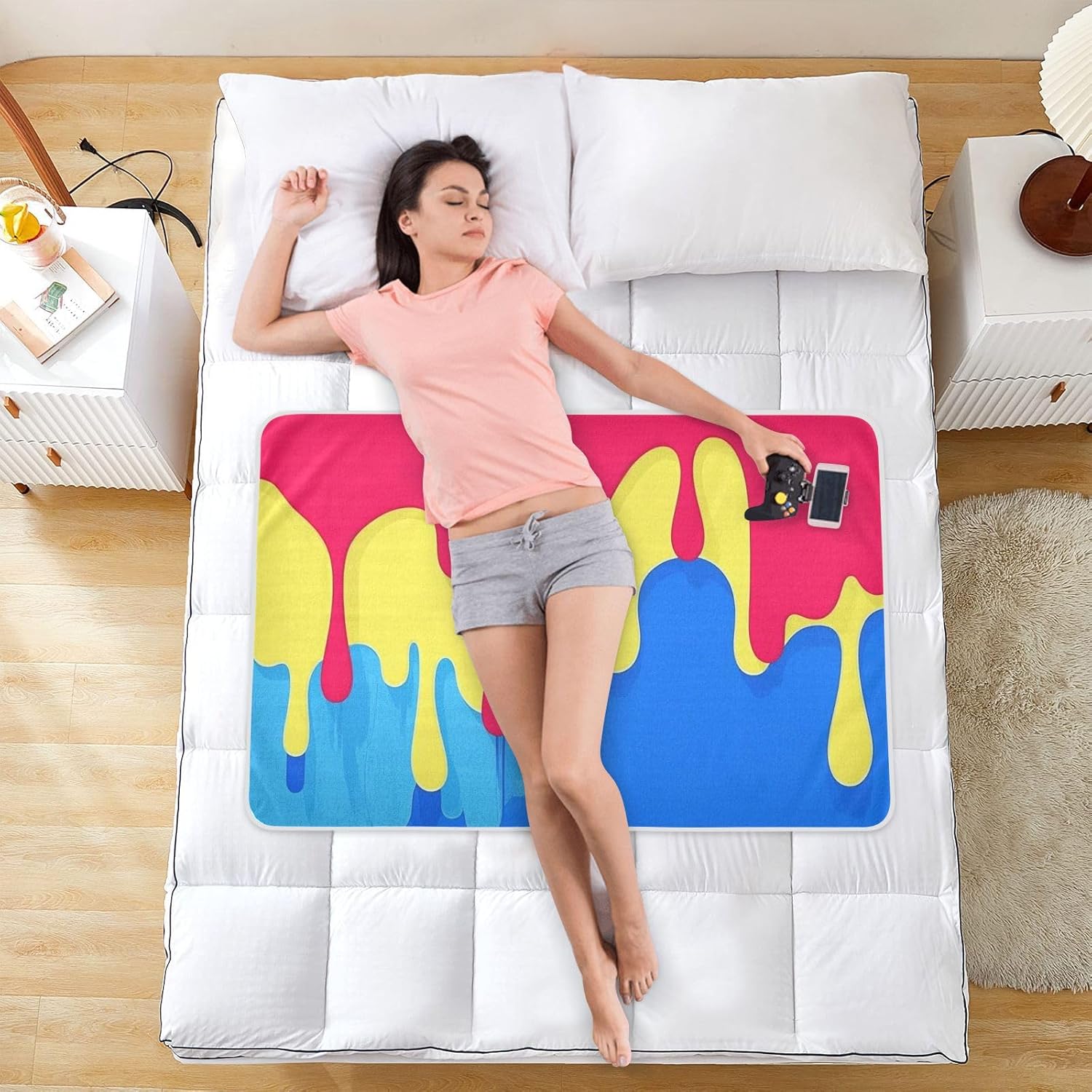 Flowing Pigment Red Yellow Blue Changing Pad Covers Soft Absorbent Diaper Changing Pad Changing Incontinence Pads for Baby Toddler Children , 52" L x 34" W