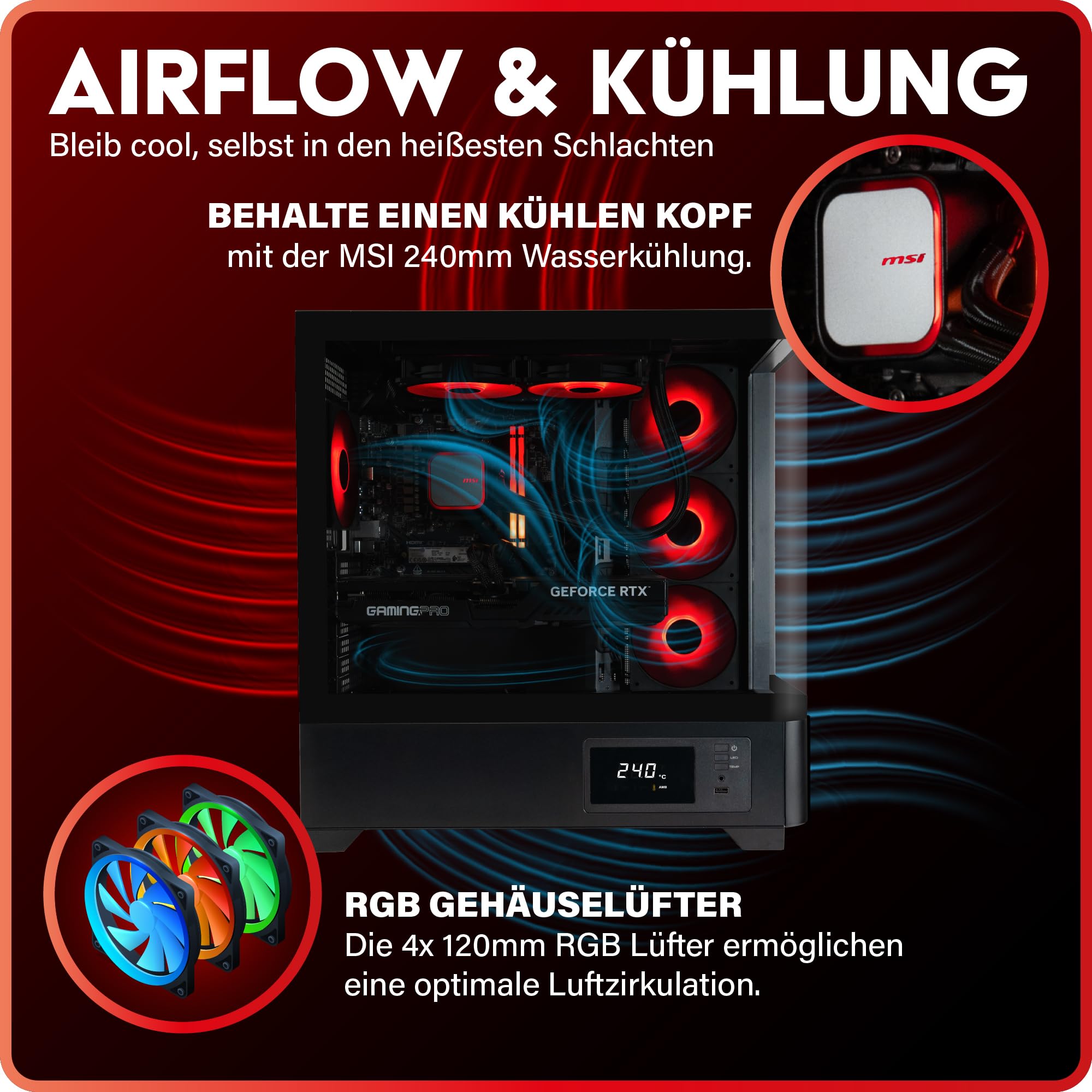 Greed® MKM - High End Gaming PC – AMD Ryzen 5 7500F + Nvidia Geforce RTX 5070Ti 16GB - 4K & Raytracing Rechner - 5,0 GHZ - RGB Computer mit Wasserkühlung - 32GB DDR5 RAM - 1TB SSD + Windows 11 Pro