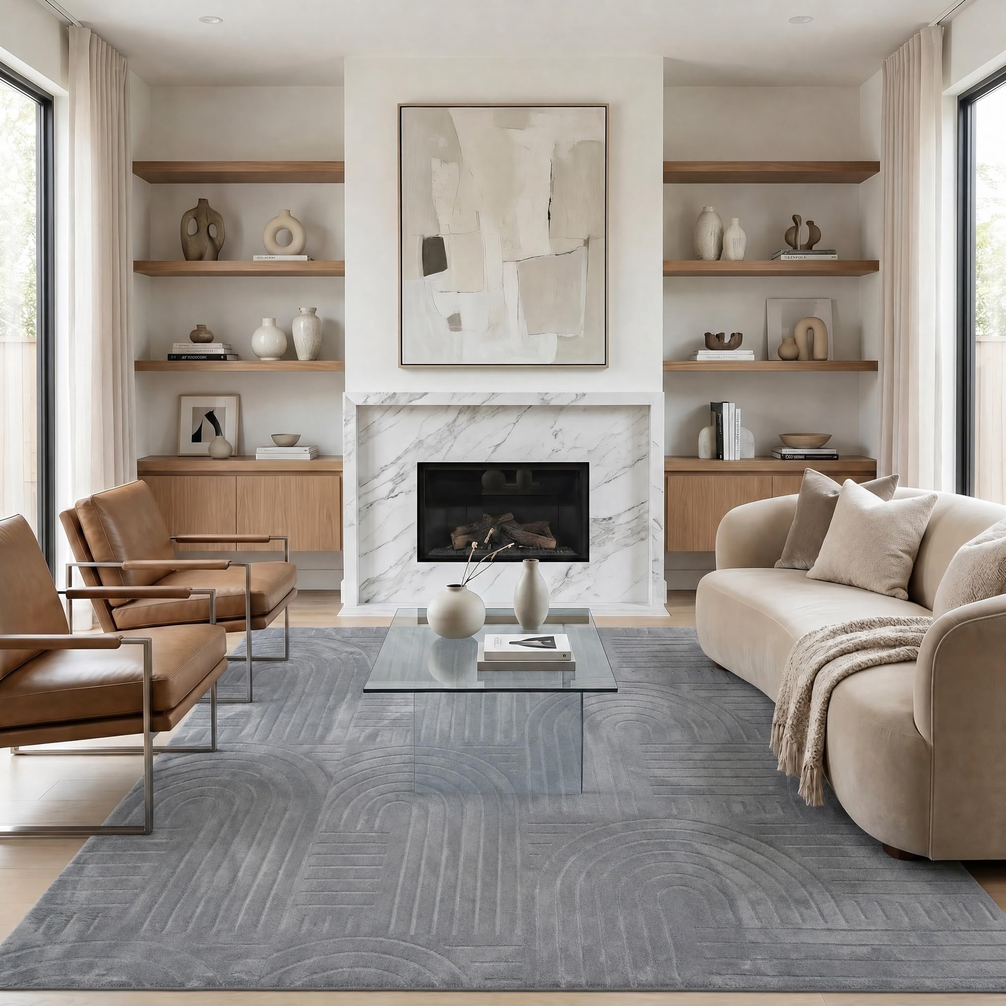Puremy Alfombra jacquard tridimensional, gris, 140 x 200 cm