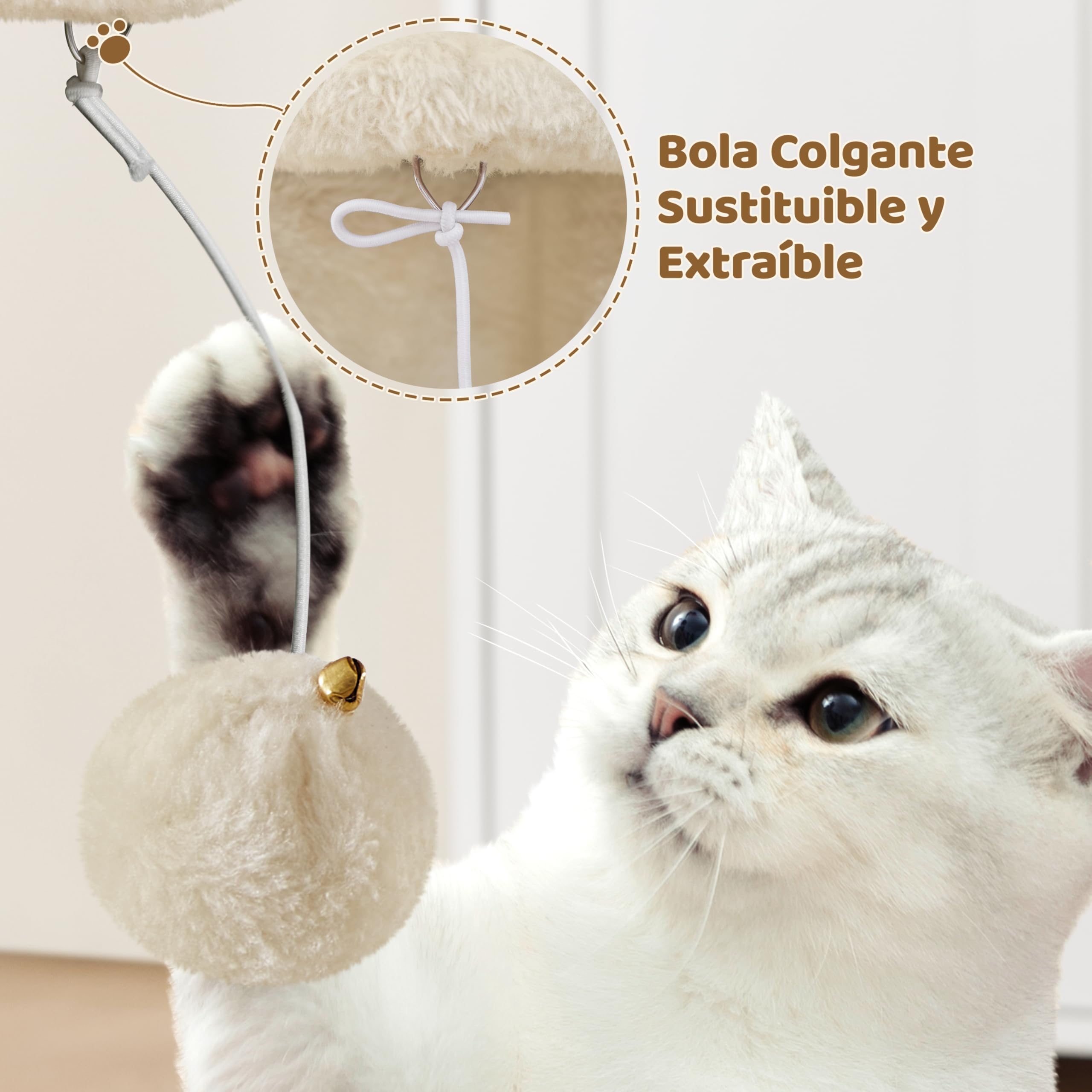 Yaheetech Árbol Rascador para Gatos 3 Niveles Torre con Condominio Beige