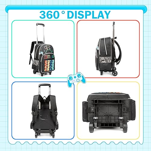 Miniatura 3 de Meetbelify Mochila con ruedas para niños Mochila con ruedas para niños Mochila con ruedas para estudiantes de primaria, Negro -, Mediana, Mochila,