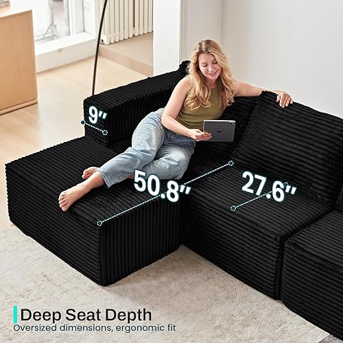 Miniatura 2 de Sofá modular sin hueso de 156 pulgadas, sofá modular en forma de nube, sofás seccionales para sala de estar, sofás en forma de U de 7 plazas con