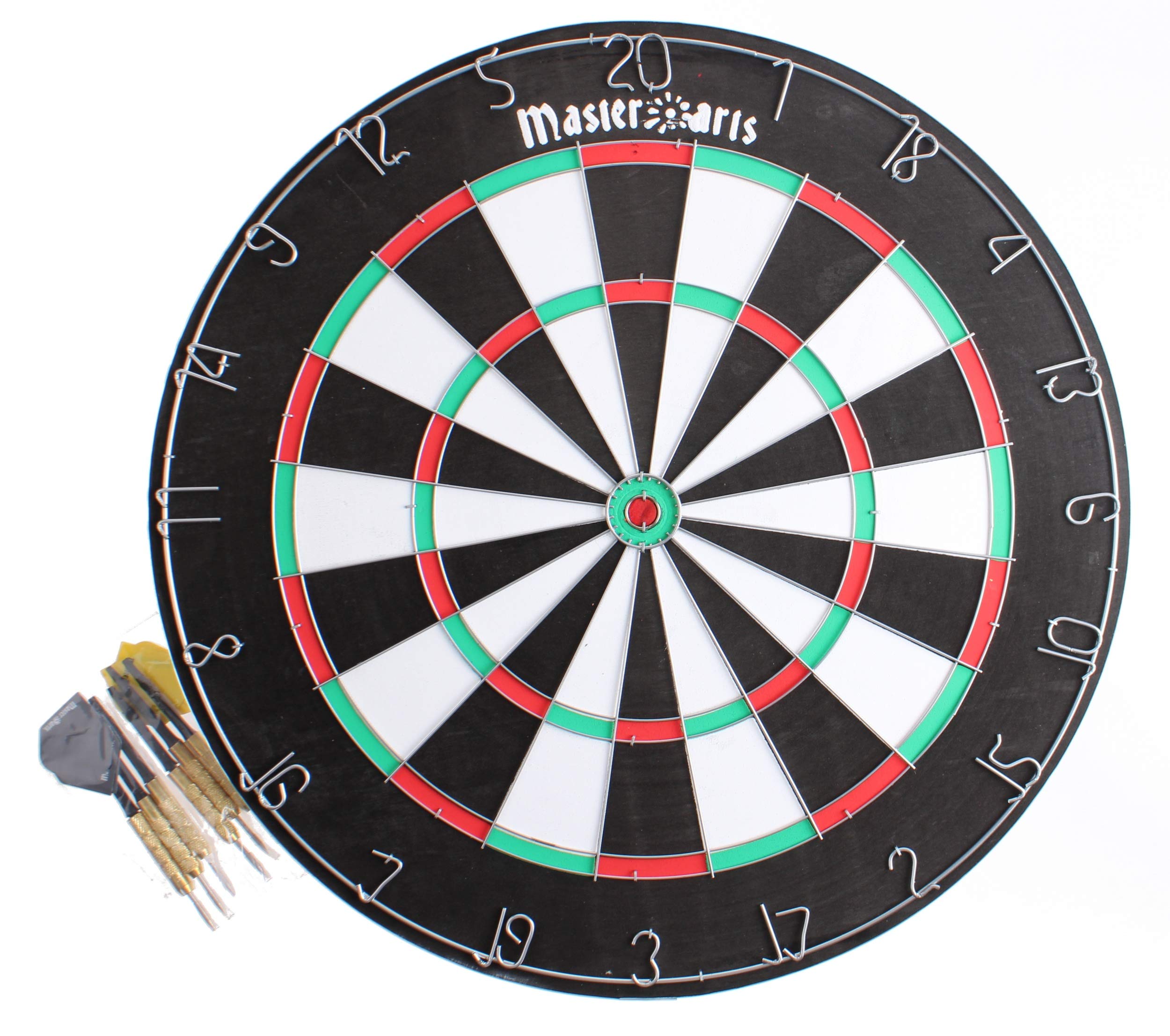 Masterdarts Cible de fléchettes avec 6 fléchettes - Tableau de fléchettes Ø45cm - Fléchettes à Pointe métallique - Cible en liège