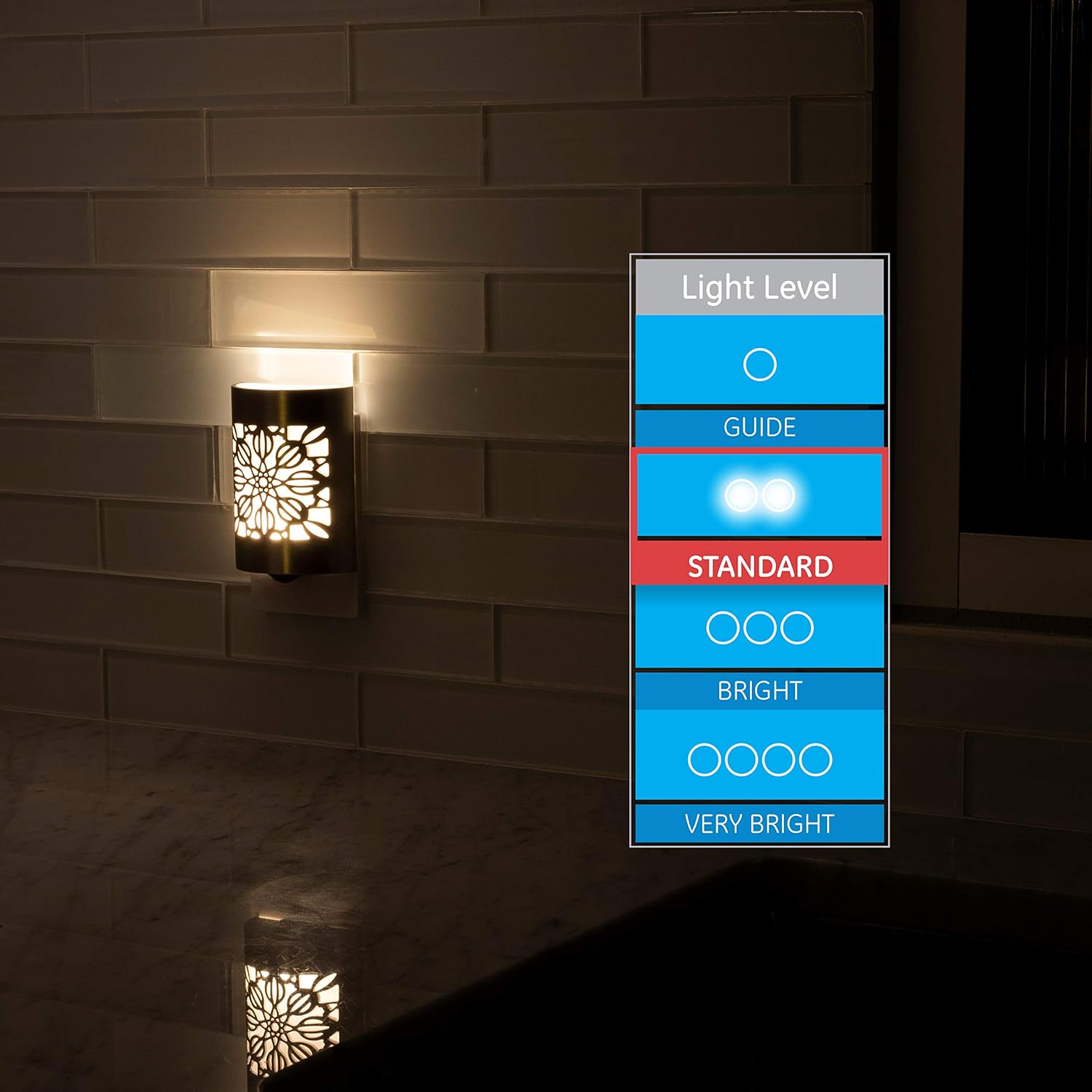 GE 46817, 2 Pack, Plug-in, Dusk to Dawn Sensor, Home Decor, UL-Listed CoverLite LED Night Light, Brushed Nickel | Floral, 2 Count - - 