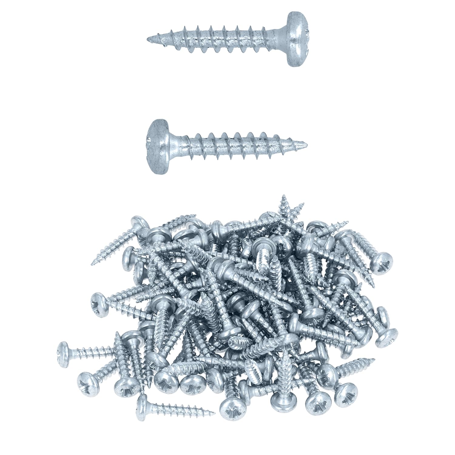HELPMATE - Wood Connector Screws 4.0 x 16 Galvanised - Pack of 100 Universal Screws with PZ2 Drive and Full Thread - For Attaching Fittings to Wood