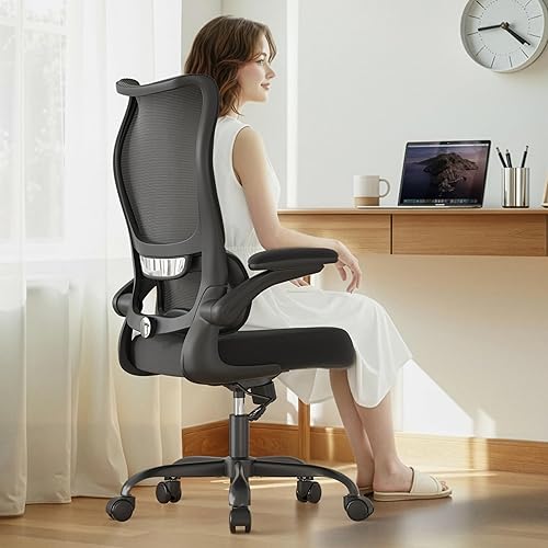 Miniatura 2 de Silla de oficina ergonómica - Silla de oficina cómoda de malla con respaldo alto con rueda de apoyo lumbar, sillas de oficina para el hogar,