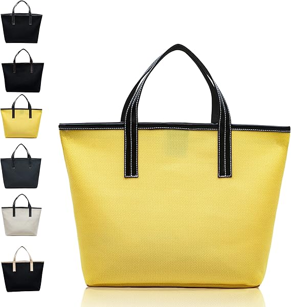 Amazon トートバッグ レディース 通勤 おしゃれ 女性 大人 人気 レディース 帆布 軽量 大容量 B5対応 撥水 カバン ビジネス 入学式 就活 誕生日プレゼント ギフト ハンドバッグ ショピング 手提げ 肩掛け かばん イエロー ブラック ｓｉｄｅ ｂｙ ｓｉｄｅ