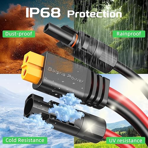 Miniatura 4 de Cable de extensión de carga solar a XT60 de 10 AWG de 25 pies, conector solar a XT60, cable adaptador para panel solar a batería LiFePO4, generador