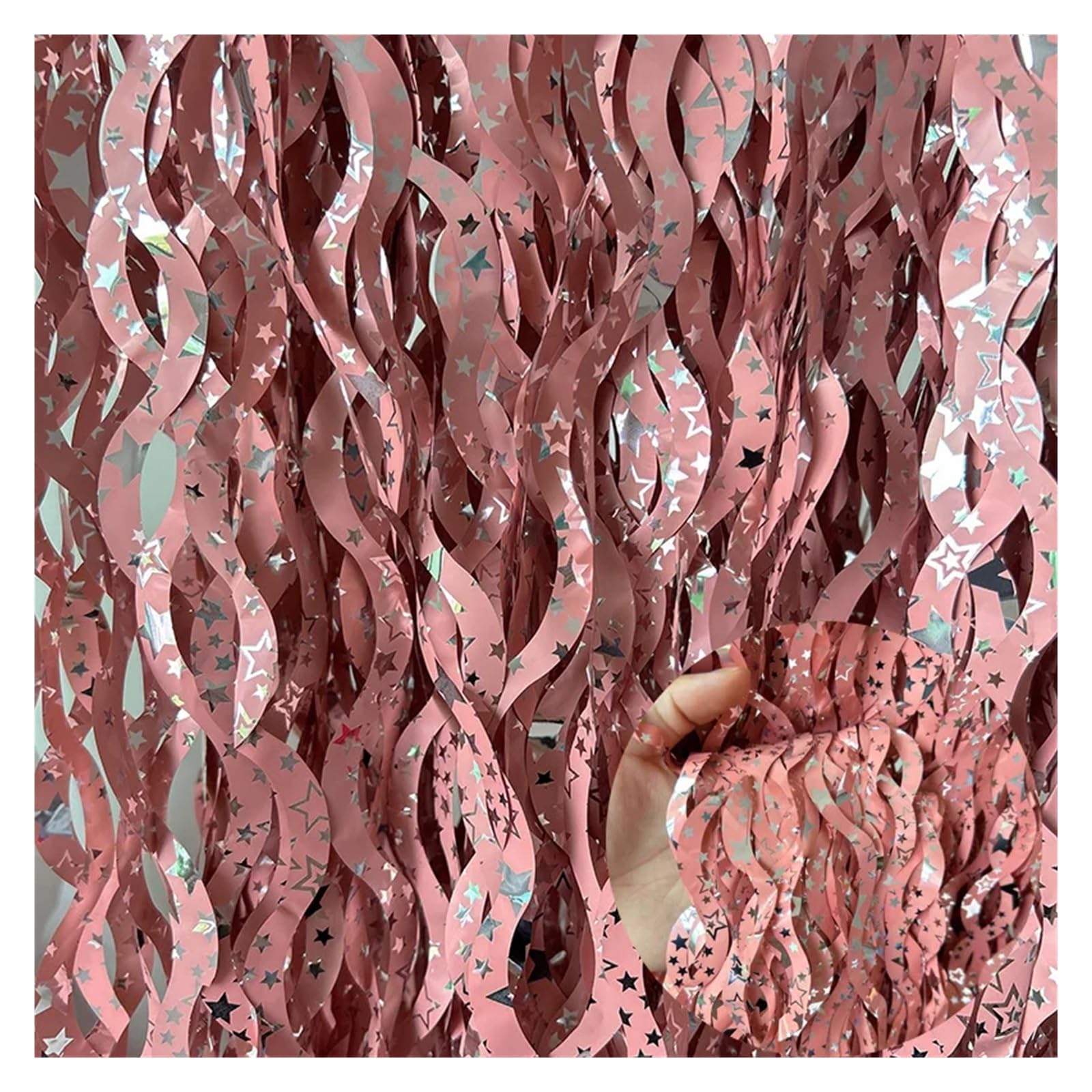Tinsel Curtain Party Backdrop 1x2M Tinsel Foil Fringe Curtain Backdrop Wall Curtains for Under the Party Decoration(A Pink)