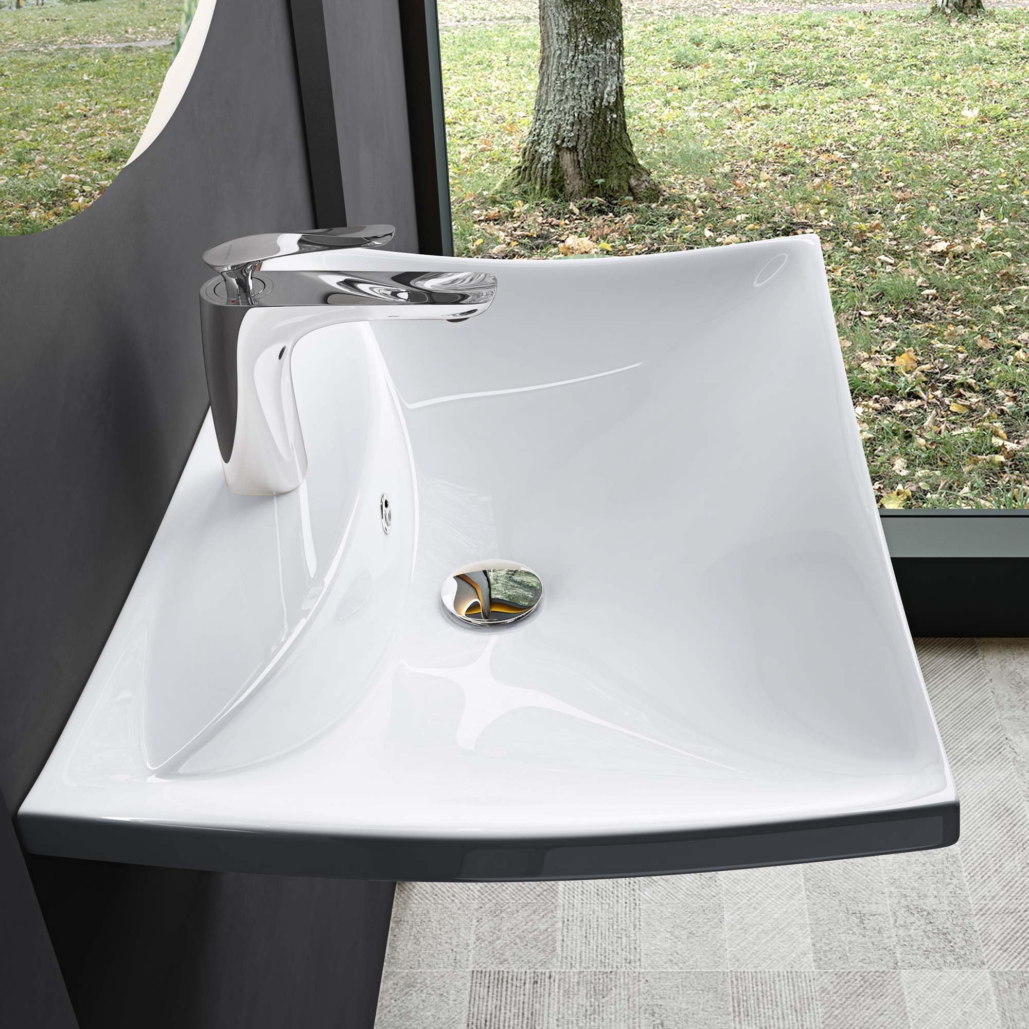 Mai & Mai Lavabo da Appoggio 60.5X44X18cm, Lavandino Bagno Lavabo in Ceramica Nano Rivestimenti inclusi Brüssel709