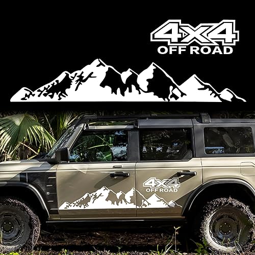 TOMALL Calcomanías de vinilo de montaña de 58.6 pulgadas, 4 x 4 pulgadas, para automóvil, carrocería, puerta, lateral, nieve, montañas, decoración