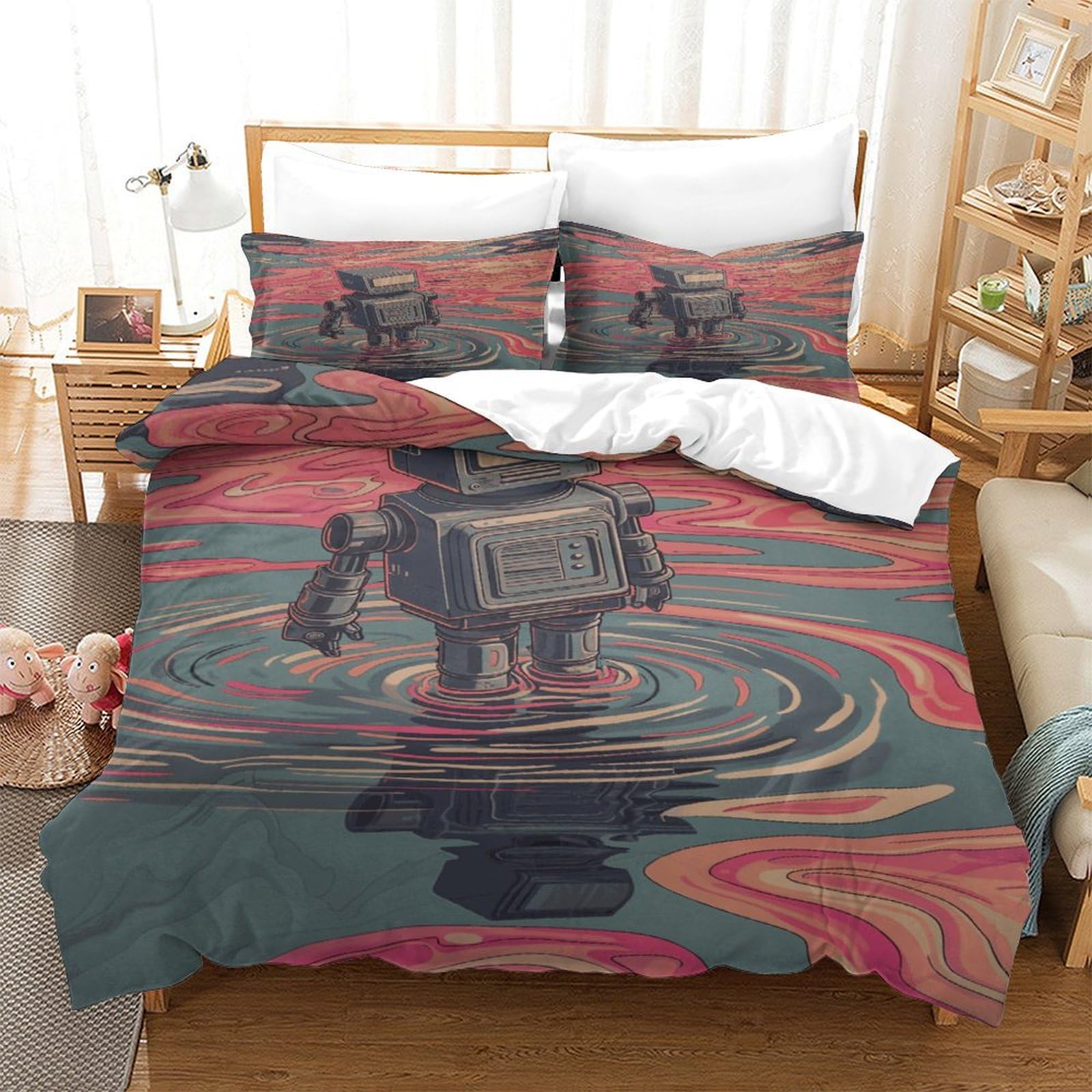 P1S9U7W5Y 3D Printed Astronaut Space Scene Duvet Cover Set 3pcs Microfiber Sci-Fi Bedding Set Super king（260x220cm）