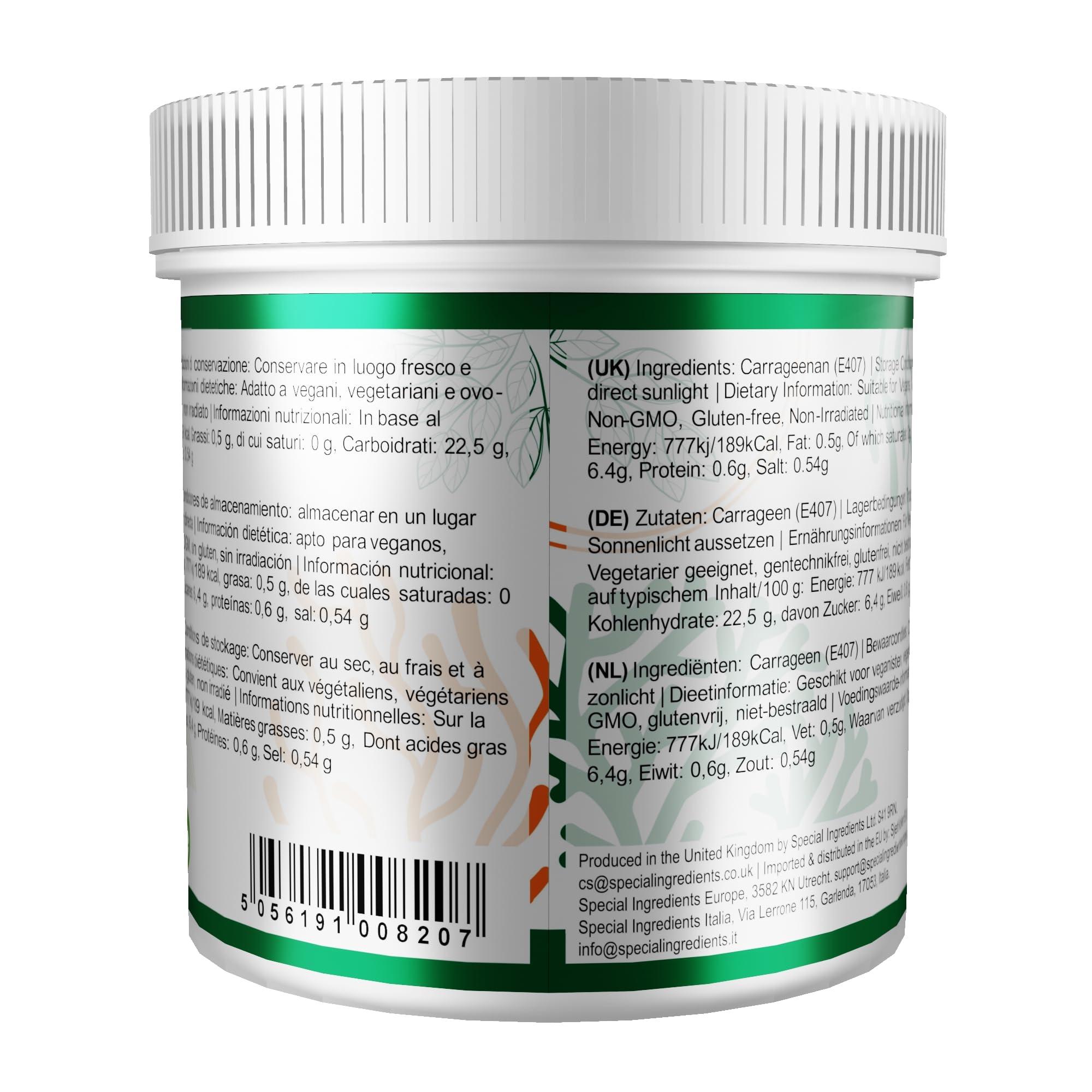 Special Ingredients Kappa-Carrageenan Pulver 5 kg - Geliermittel und Bindemittel für Molekulare Küche, Vegane Gelatine Alternative, Vegan, Glutenfrei & GVO-Frei - Premium-Qualität