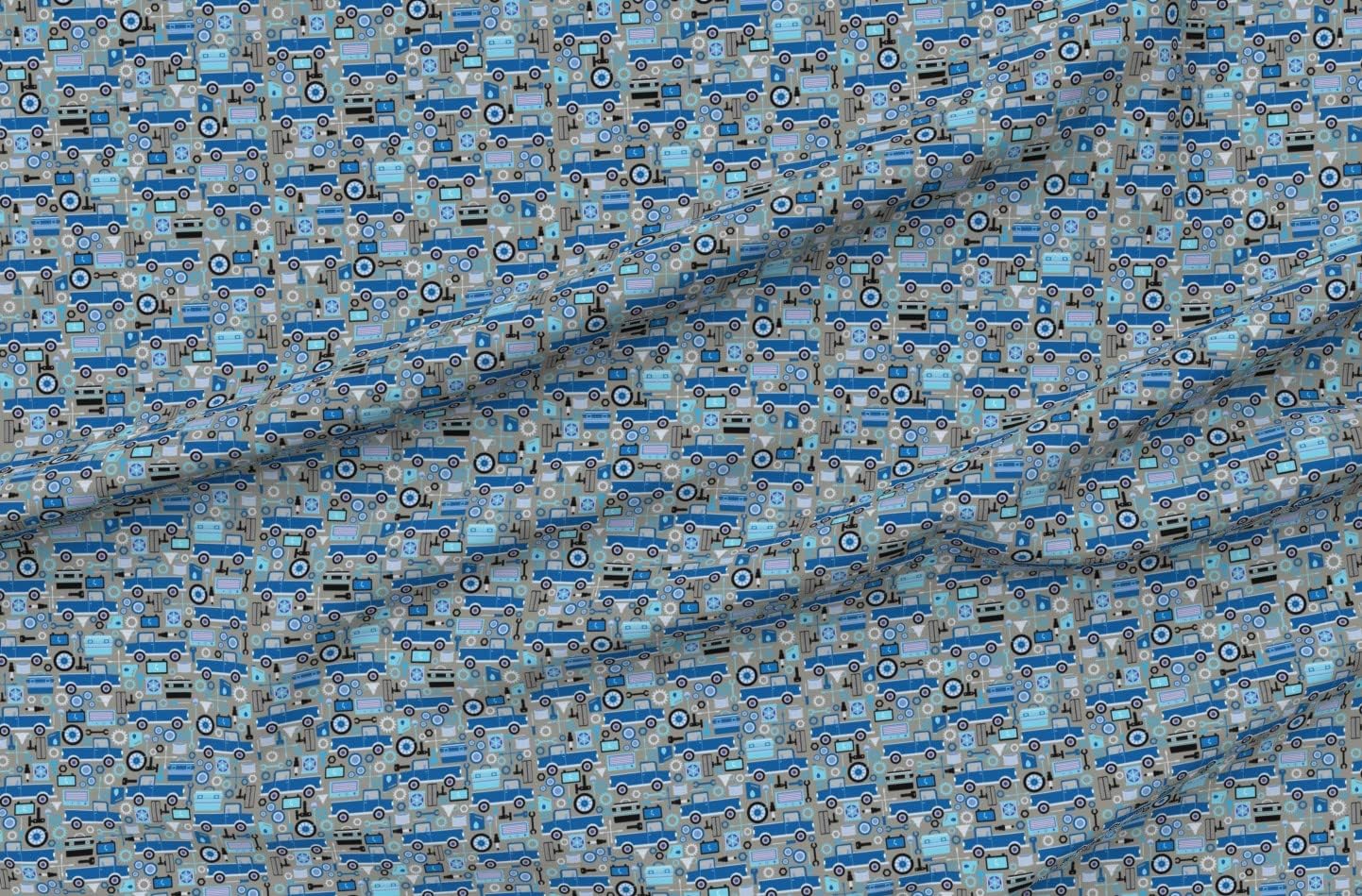 Spoonflower Fabric - Car Tools Medium Truck Blue Tones Box Printed on Minky Fabric by The Yard - Sewing Baby Blankets Quilt Backing Plush