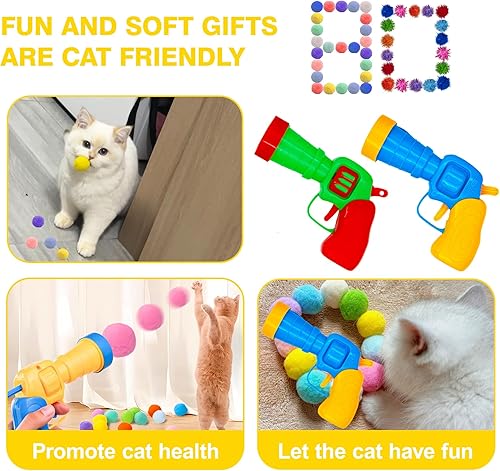 Miniatura 6 de 80 pistolas lanzadoras de bolas para gatos, pistola de tiro de bolas de felpa, juguete de búsqueda de bolas de gato, divertidos juguetes