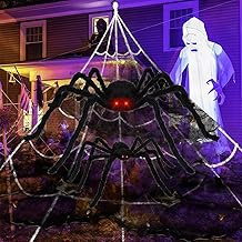 Halloween Decorations Spider Web,50" Halloween Giant Spider, 276'' Triangular Giant Spider Web and 20G Spider Web,Halloween Spider for Indoor Outdoor Scary Haunted House Spider Web Party Yard