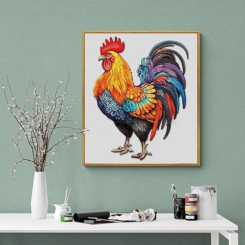 Miniatura 8 de Rompecabezas de madera para adultos, rompecabezas de gallo con formas únicas de animales, rompecabezas de madera con caja de rompecabezas de madera,