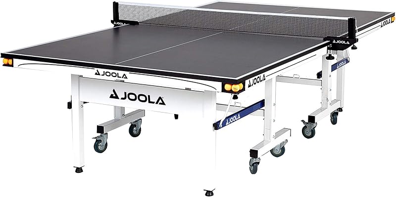 Rally TL Mesa de ping pong profesional para interiores de MDF con abrazadera rápida, red de tenis de mesa y juego de postes, fácil montaje en 10 minutos, soportes para pelotas en esquina, calidad de torneo, incluye modo de reproducción