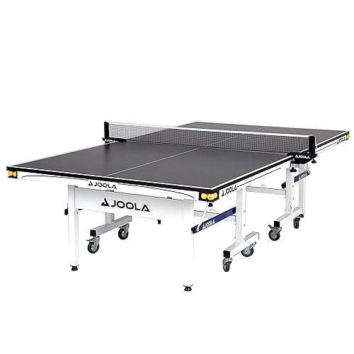 JOOLA Rally TL Professional MDF Indoor Ping Pong Table w/Quick Clamp Table Tennis Net & Post Set - 10 Minute Easy Assembly - Corner Ball Holders - Tournament Quality - Includes Playback Mode