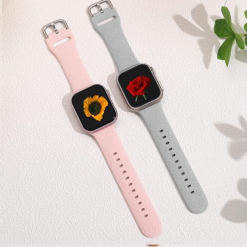 Miniatura 2 de Gillna Correa deportiva para reloj inteligente con diseño floral para mujer, 1.496 pulgadas, 1.575 pulgadas, 1.614 pulgadas, para mujer, compatible