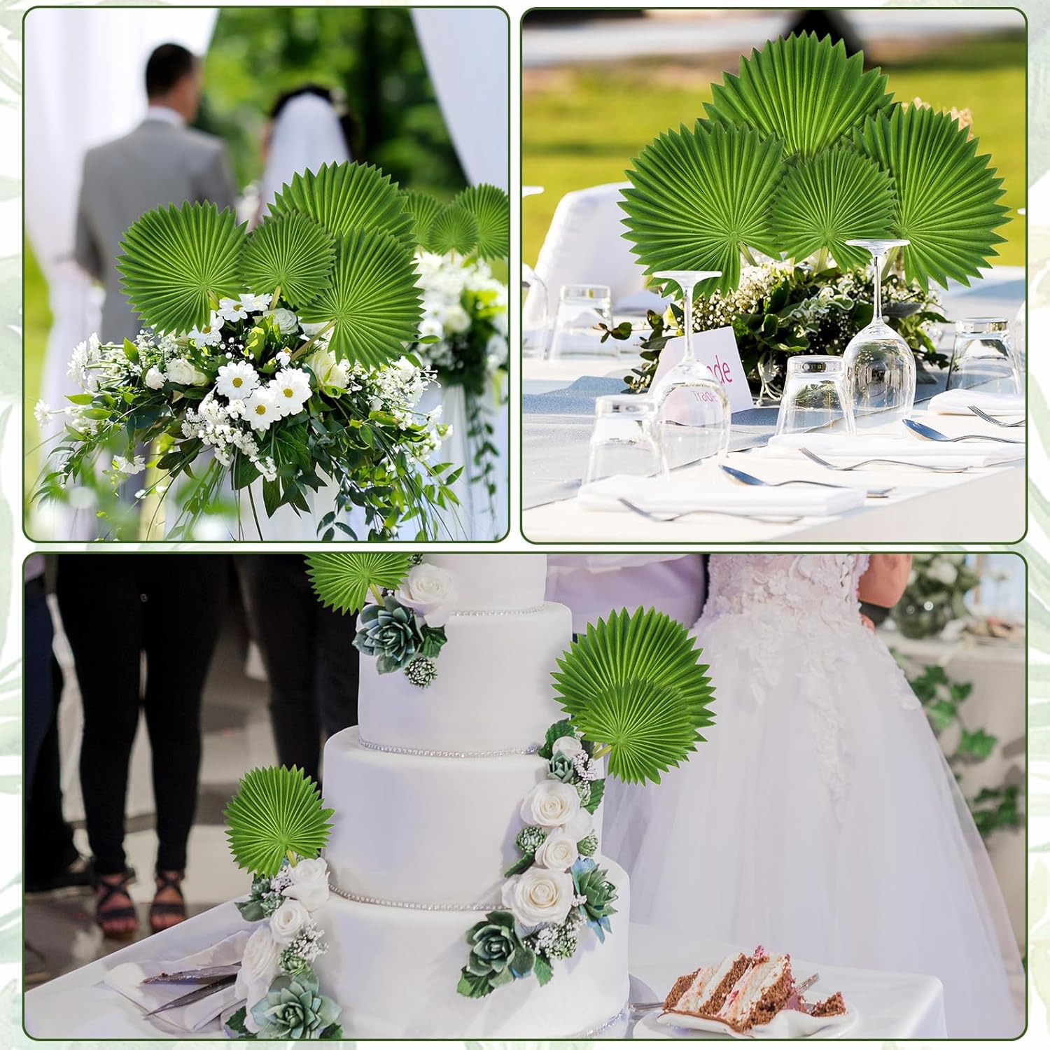 12 PCS Artificial PU Foam Palm Leaves Tropical Fake Greenery for Wedding Bouquet Party Decor Boho Home Centerpieces DIY Floral Arrangements - Image 4