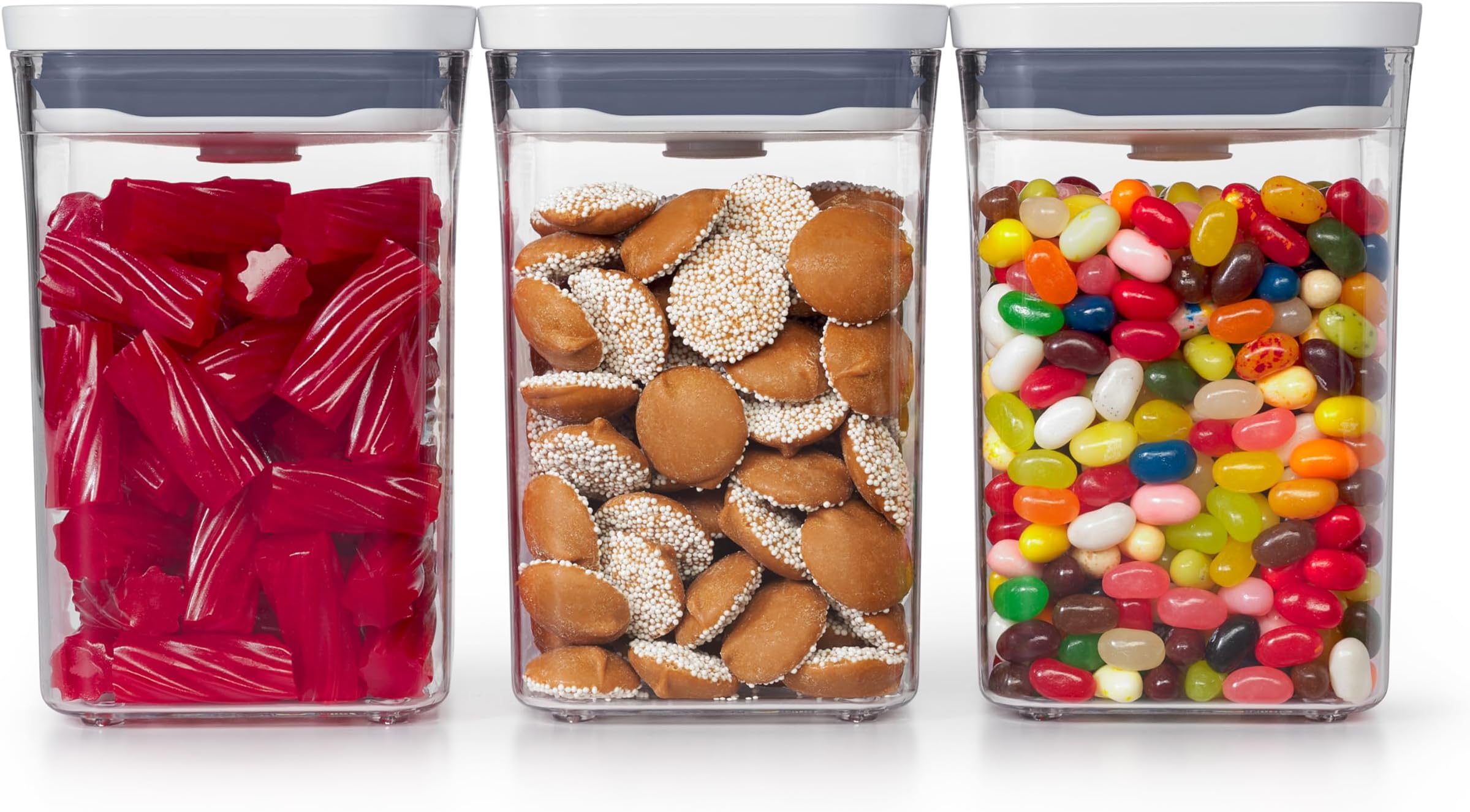 11236300 3 Piece Small Square Short POP Container Set, Plastic, White