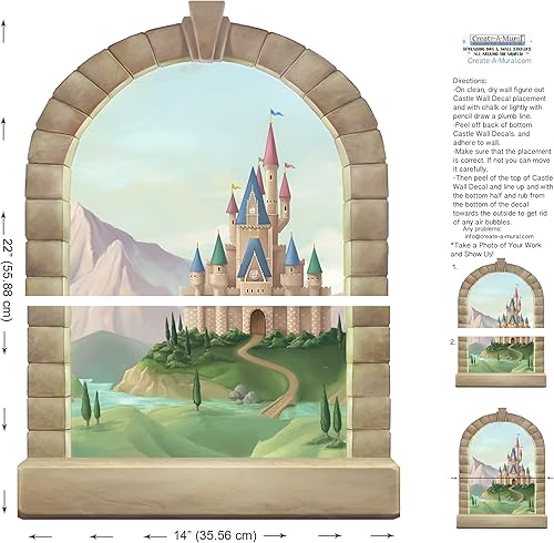 Miniatura 7 de Romántico cuento de hadas princesa castillo ventana niña decoración decoración decoración para dormitorio de niños, pequeño mural calcomanía de